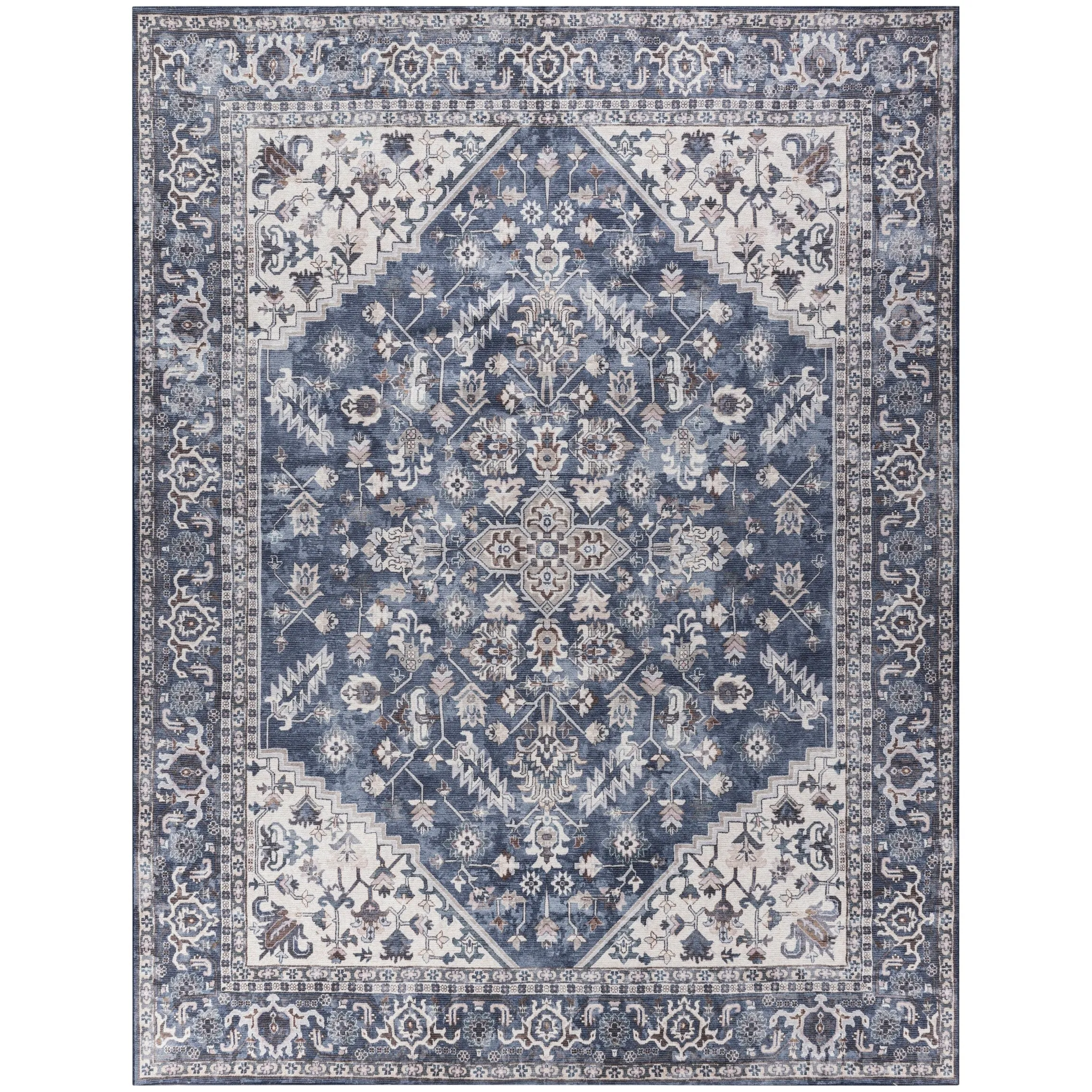 New Concept Washables Vintage Medallion Machine Washable Area Rug