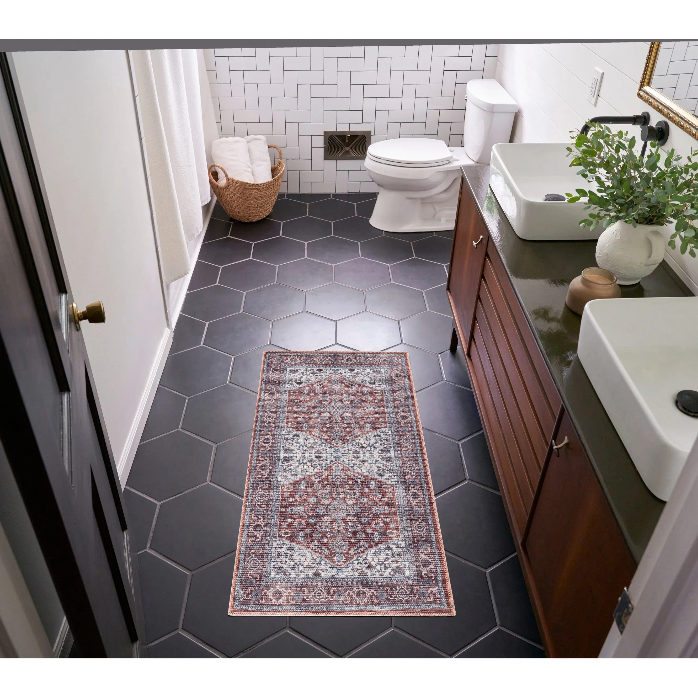 New Concept Washables Vintage Medallion Machine Washable Area Rug