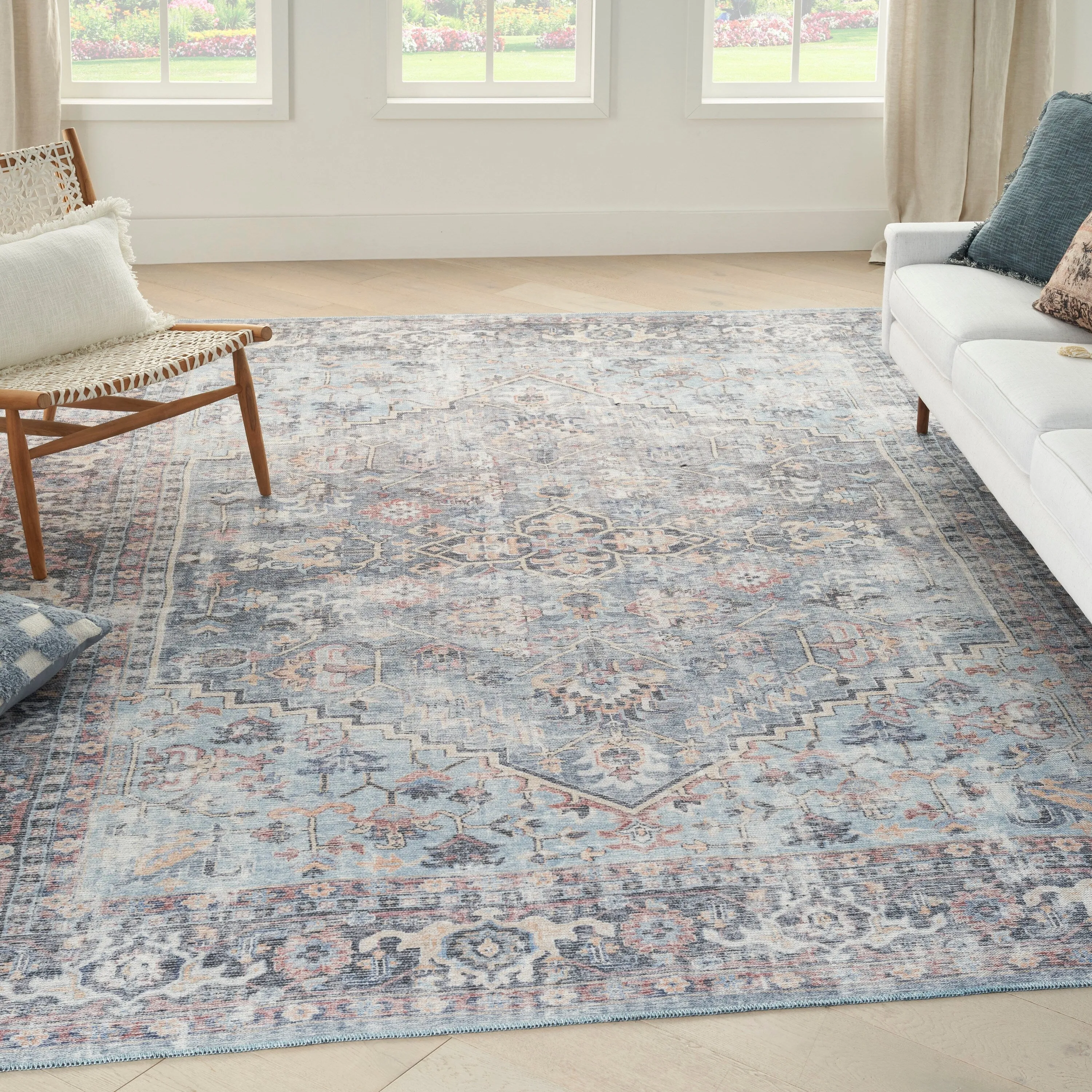New Concept Washables Vintage Medallion Machine Washable Area Rug