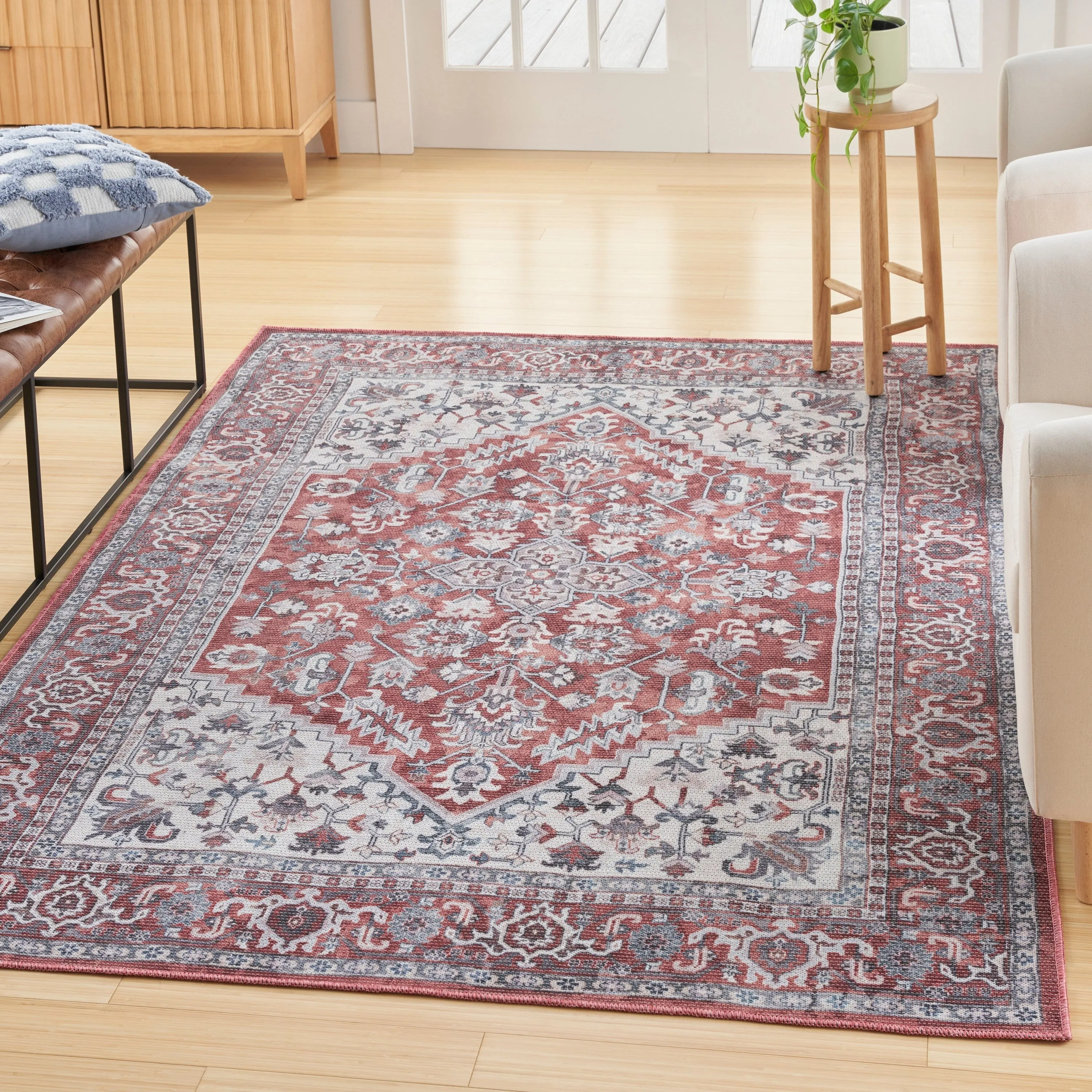 New Concept Washables Vintage Medallion Machine Washable Area Rug