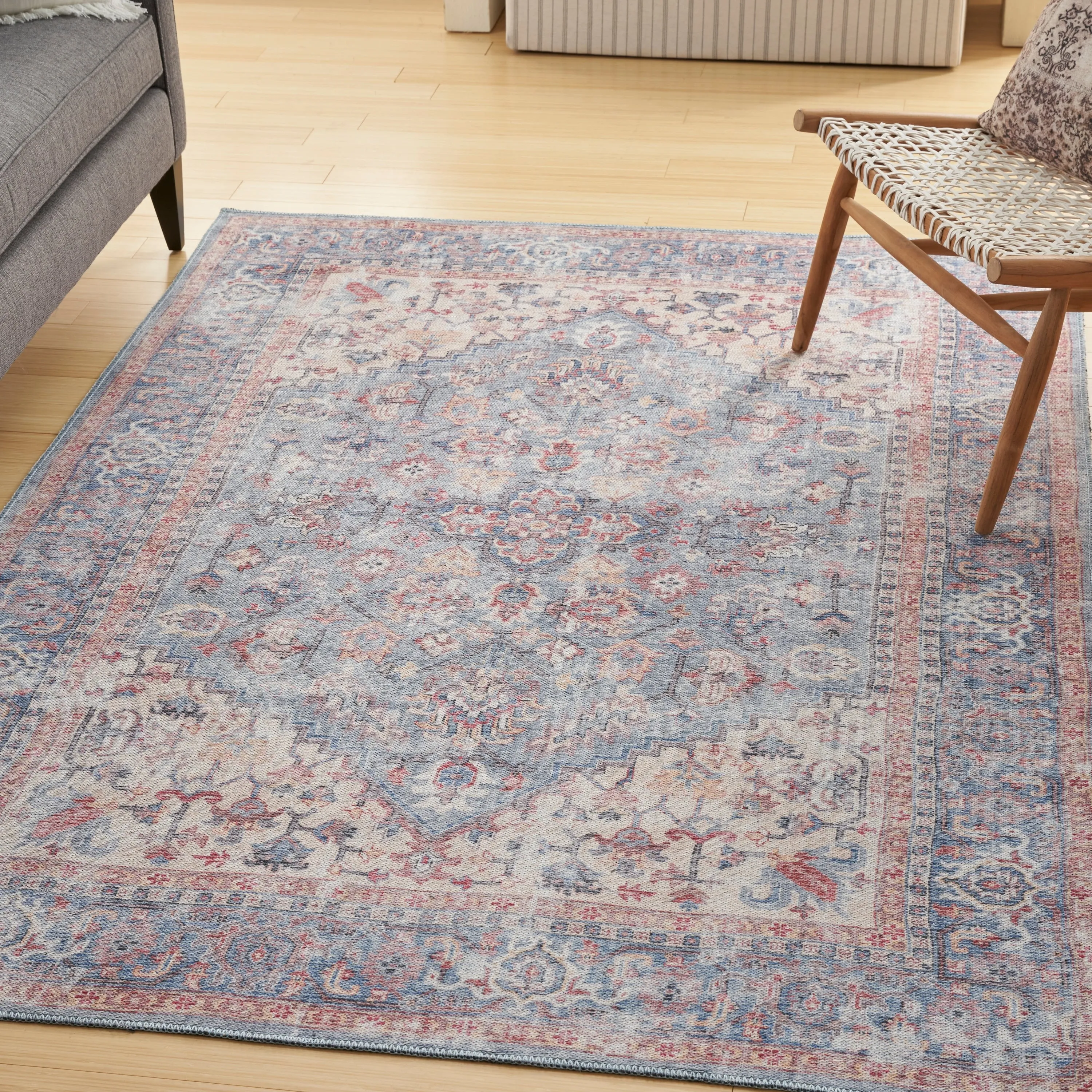 New Concept Washables Vintage Medallion Machine Washable Area Rug