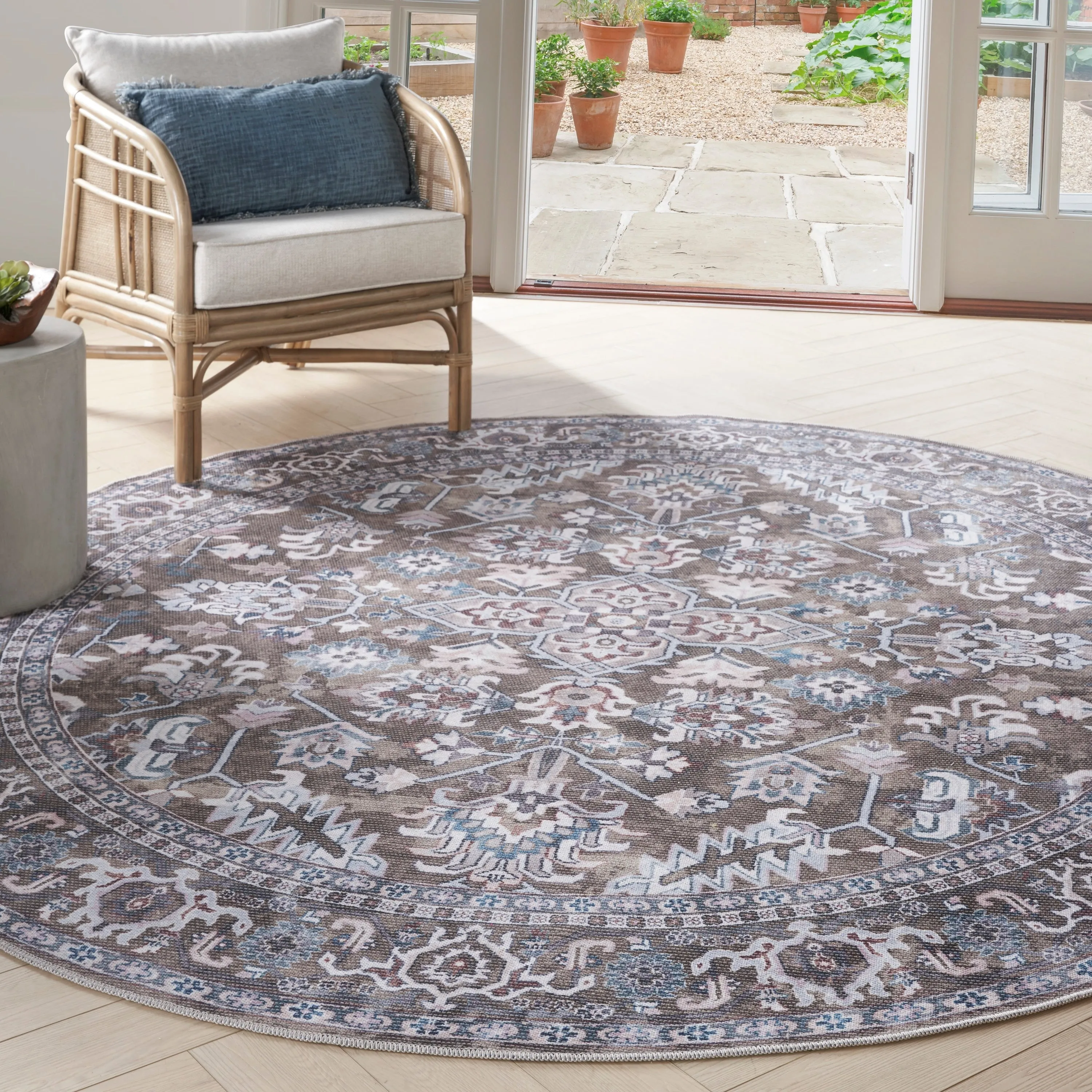 New Concept Washables Vintage Medallion Machine Washable Area Rug