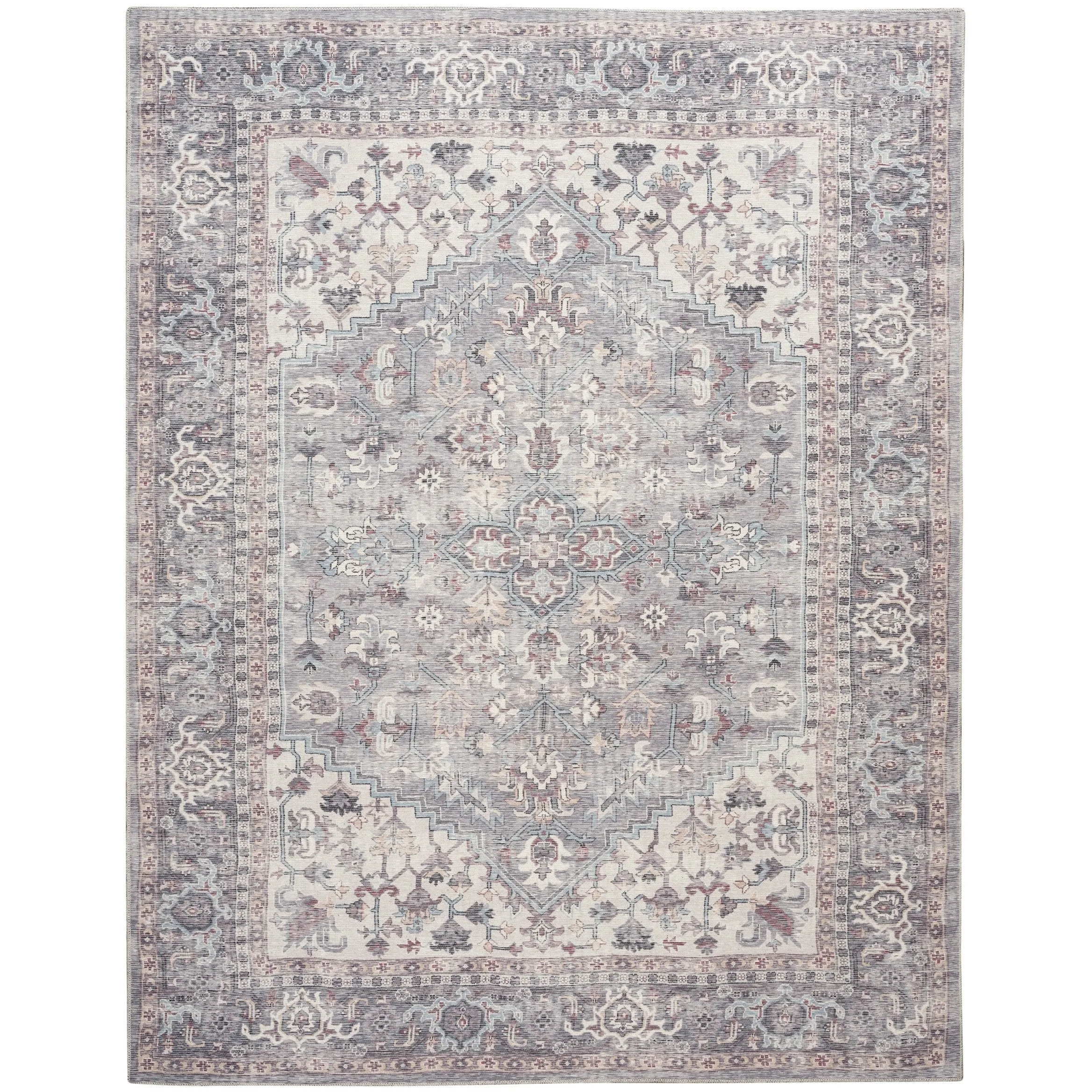 New Concept Washables Vintage Medallion Machine Washable Area Rug