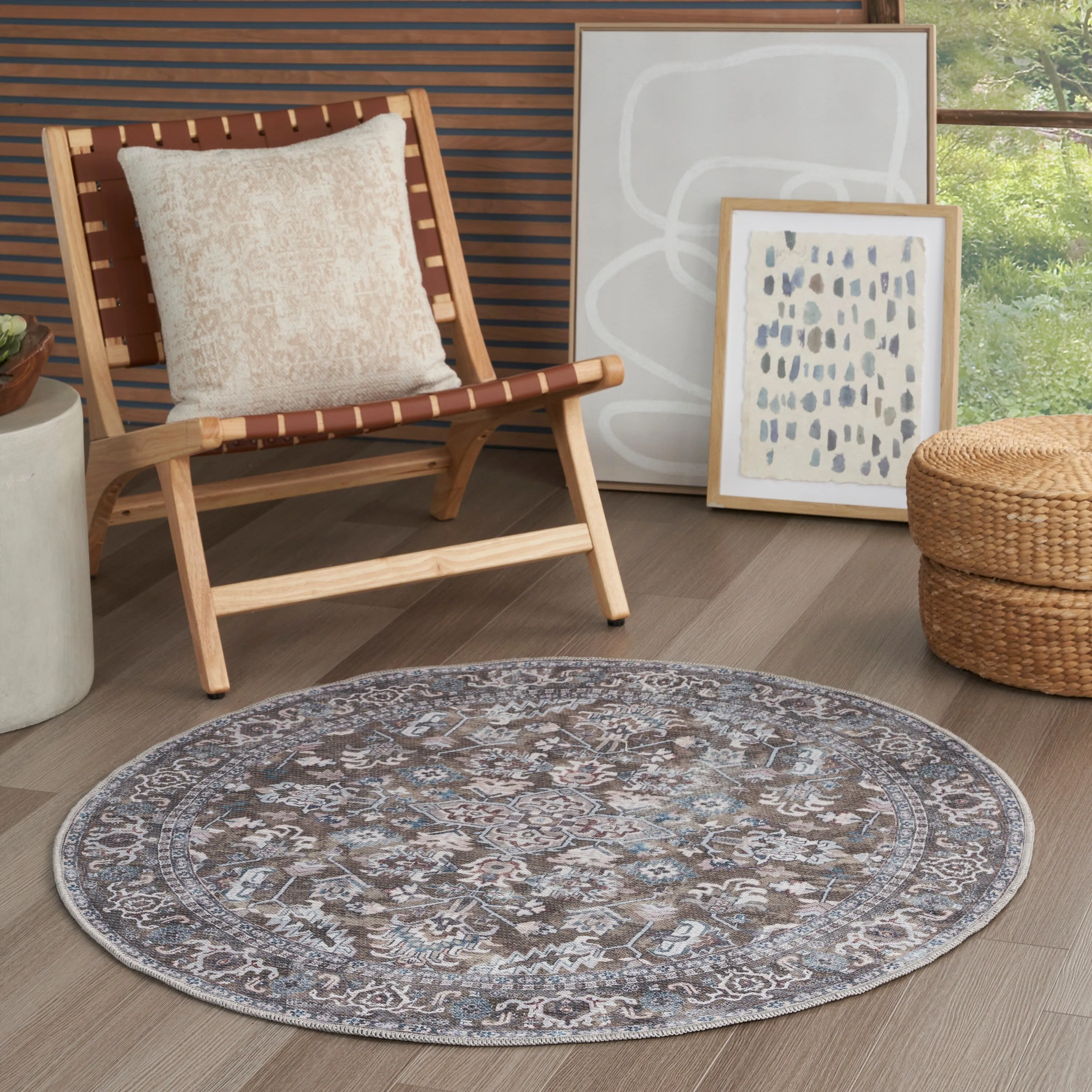 New Concept Washables Vintage Medallion Machine Washable Area Rug