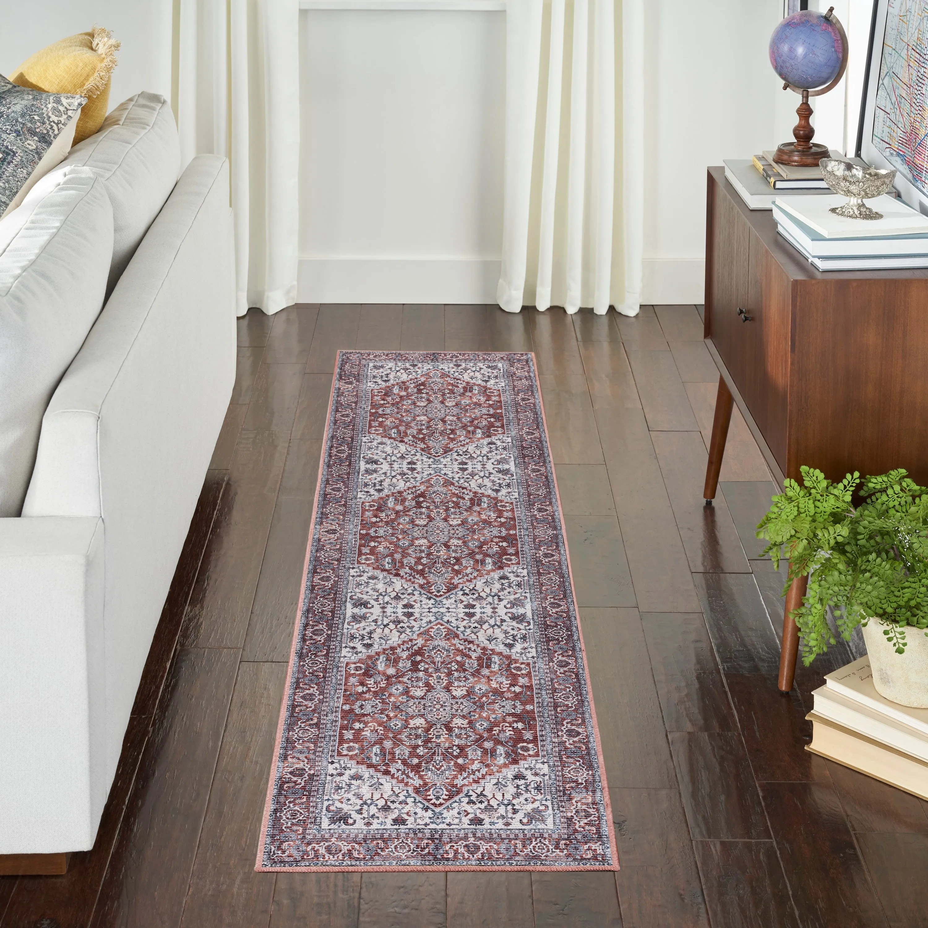 New Concept Washables Vintage Medallion Machine Washable Area Rug
