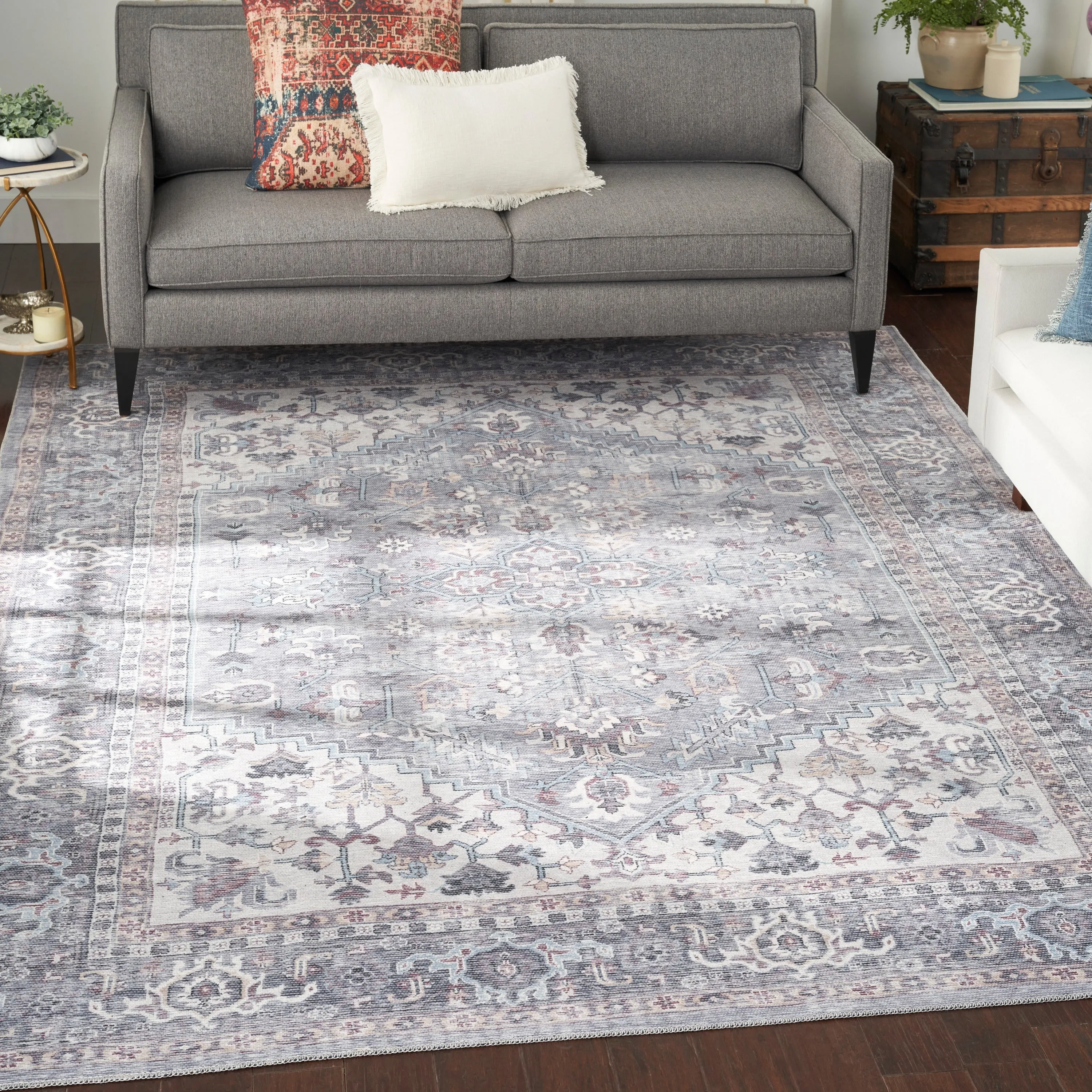 New Concept Washables Vintage Medallion Machine Washable Area Rug