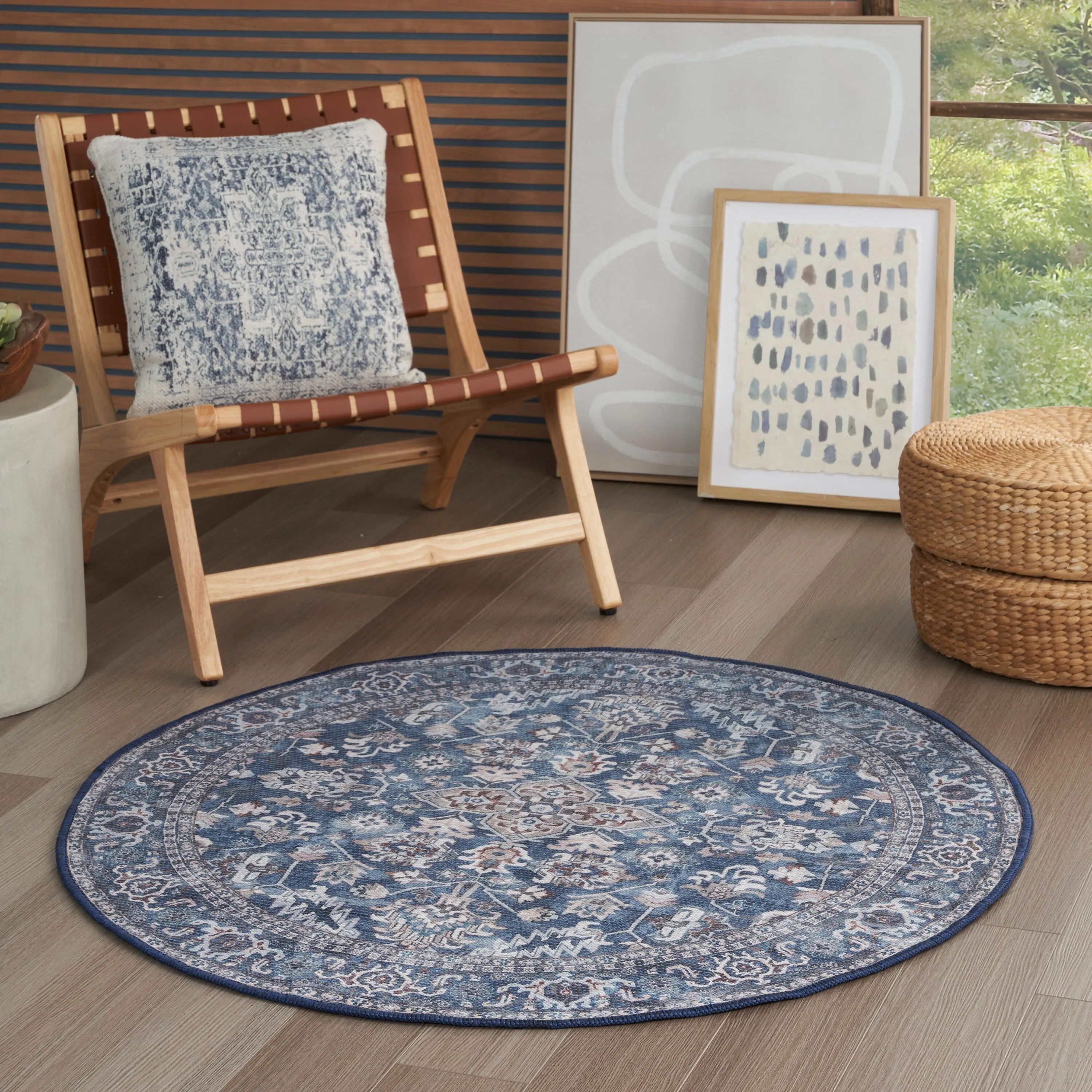 New Concept Washables Vintage Medallion Machine Washable Area Rug