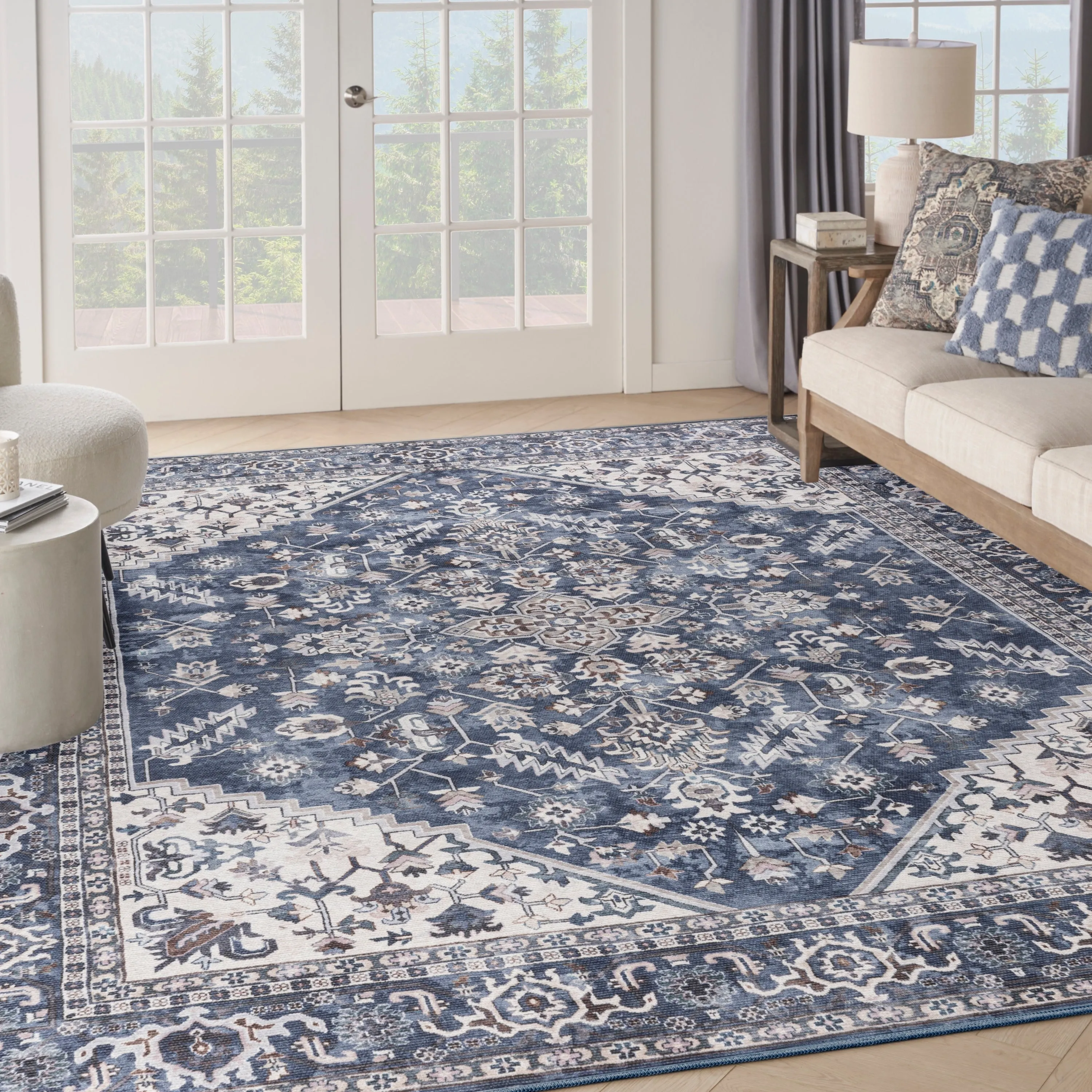 New Concept Washables Vintage Medallion Machine Washable Area Rug