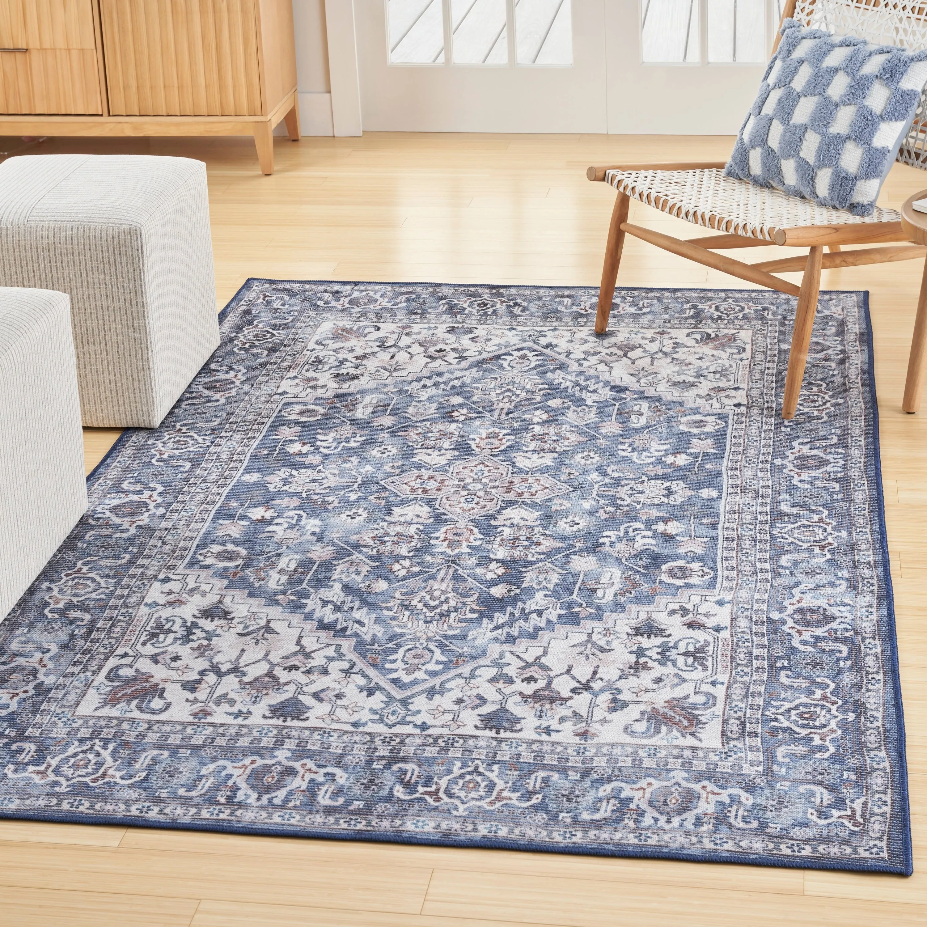 New Concept Washables Vintage Medallion Machine Washable Area Rug