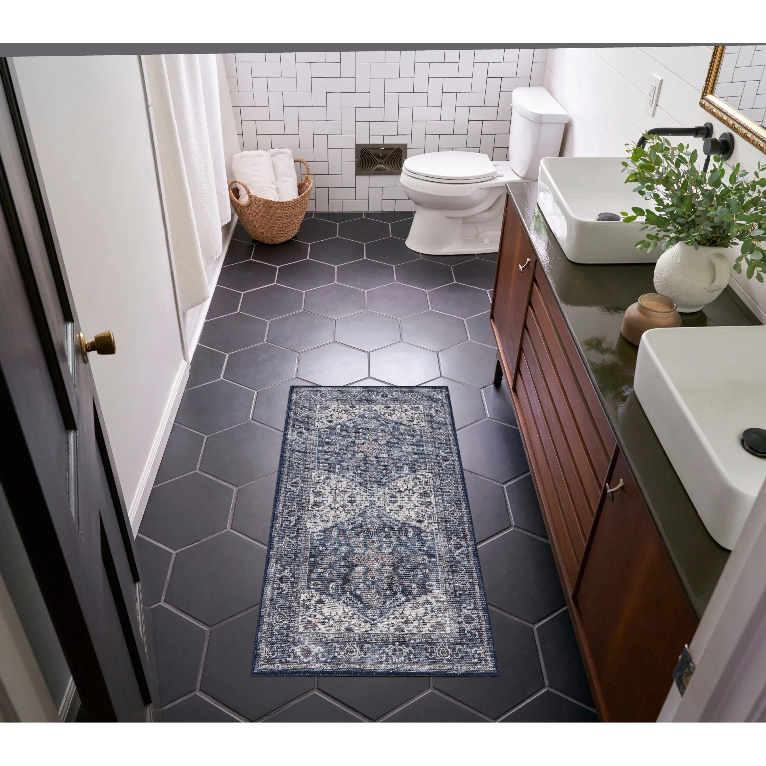 New Concept Washables Vintage Medallion Machine Washable Area Rug