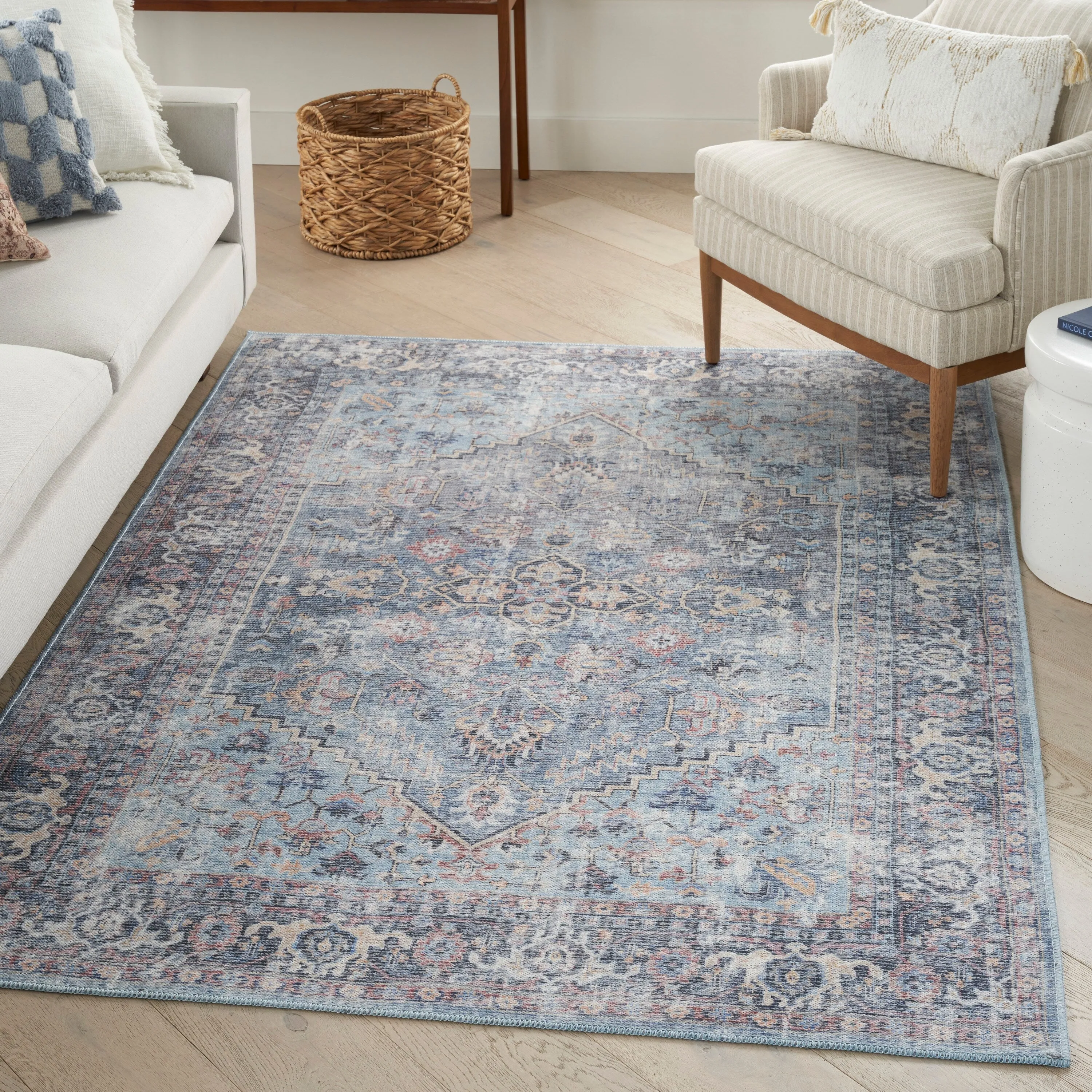 New Concept Washables Vintage Medallion Machine Washable Area Rug
