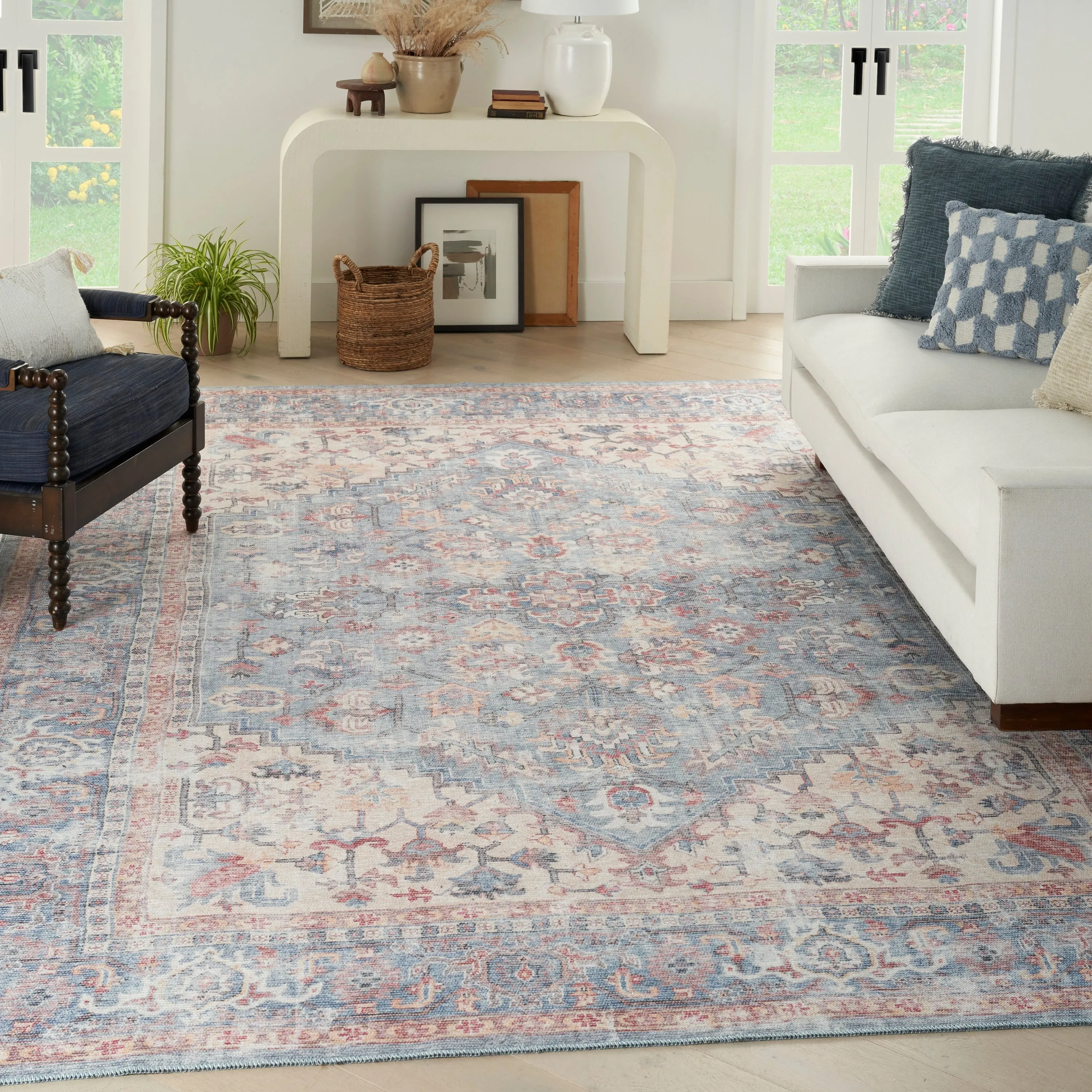 New Concept Washables Vintage Medallion Machine Washable Area Rug