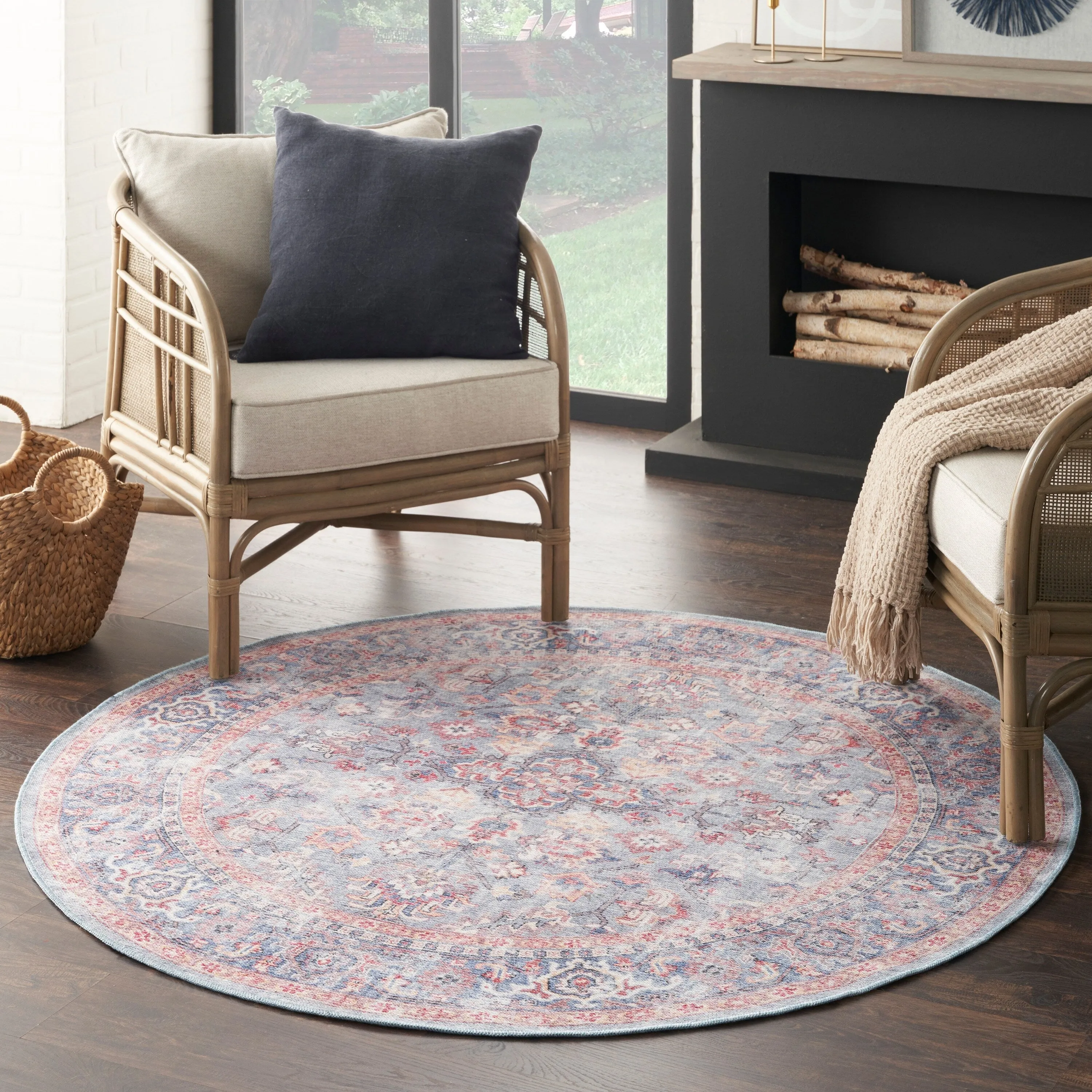 New Concept Washables Vintage Medallion Machine Washable Area Rug