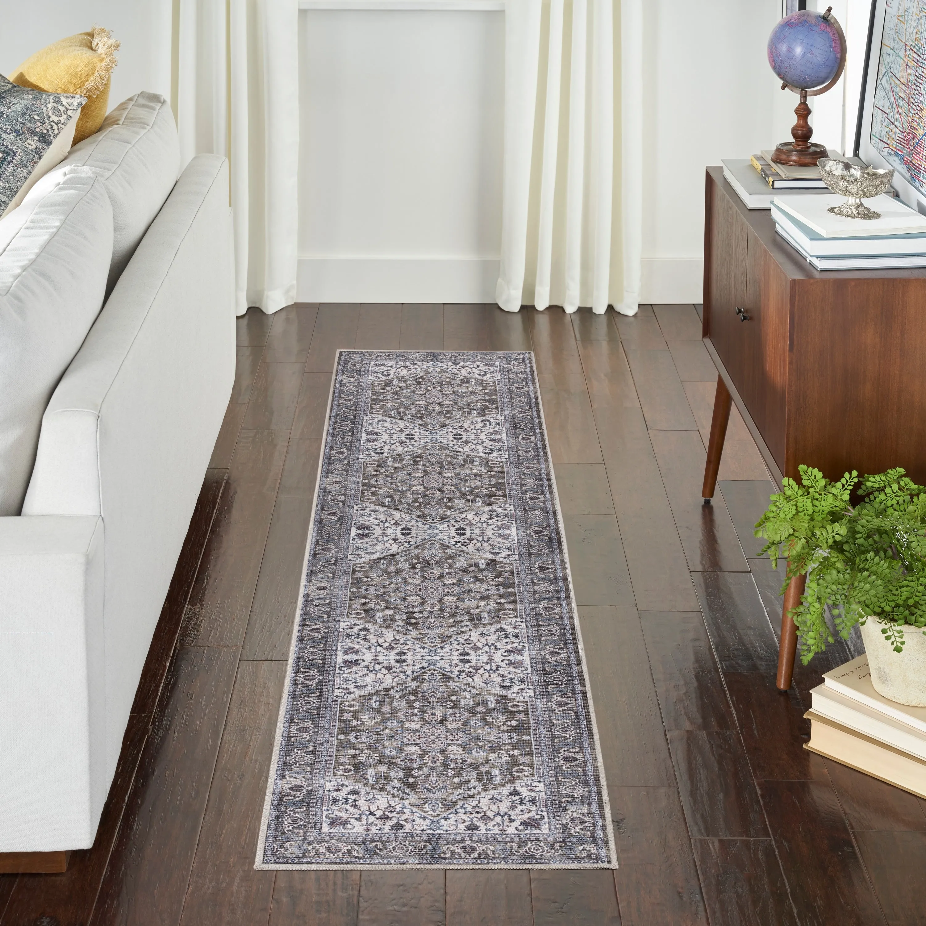 New Concept Washables Vintage Medallion Machine Washable Area Rug