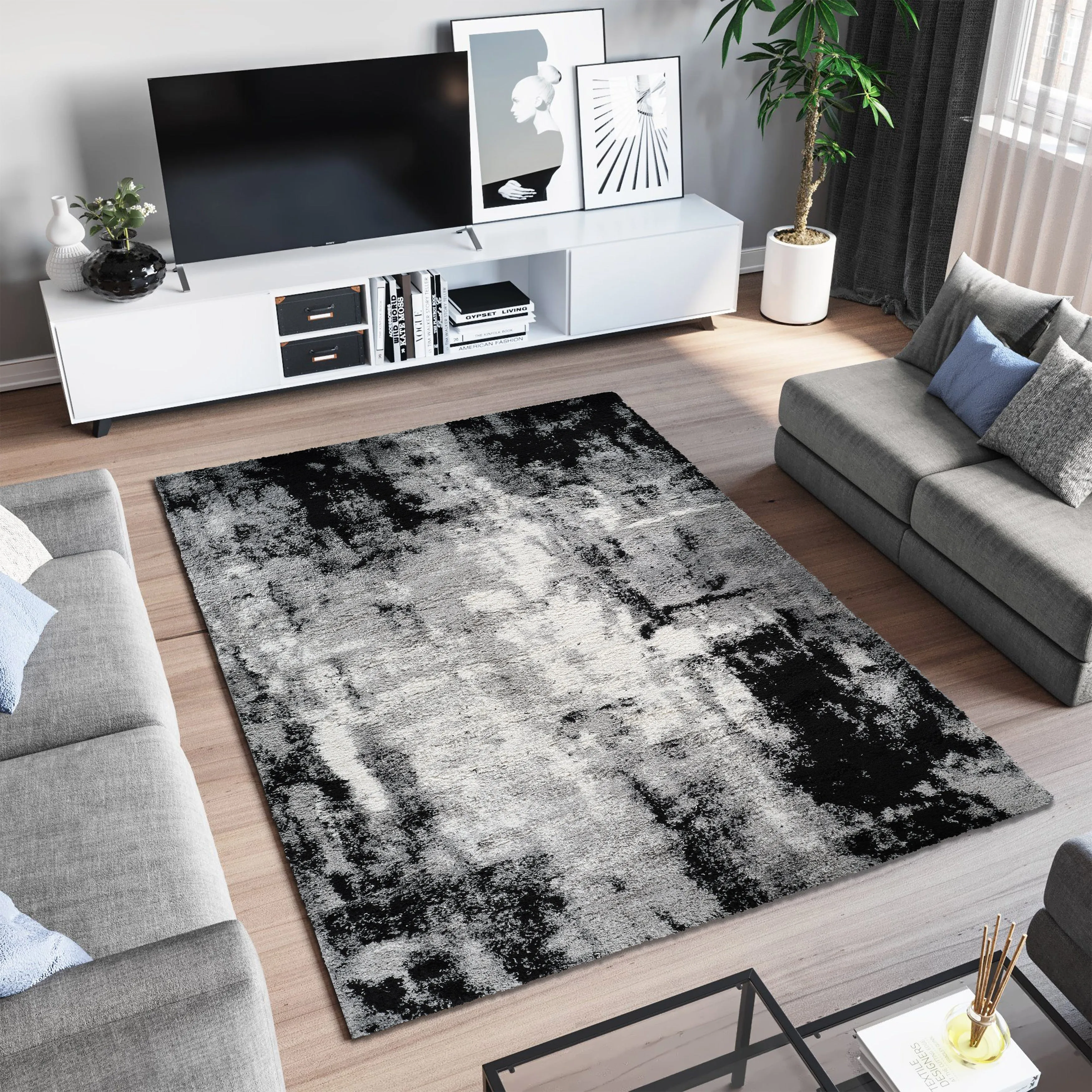 Noori Rug Lux Clark Abstract Modern 2-inch Thick Shag Rug