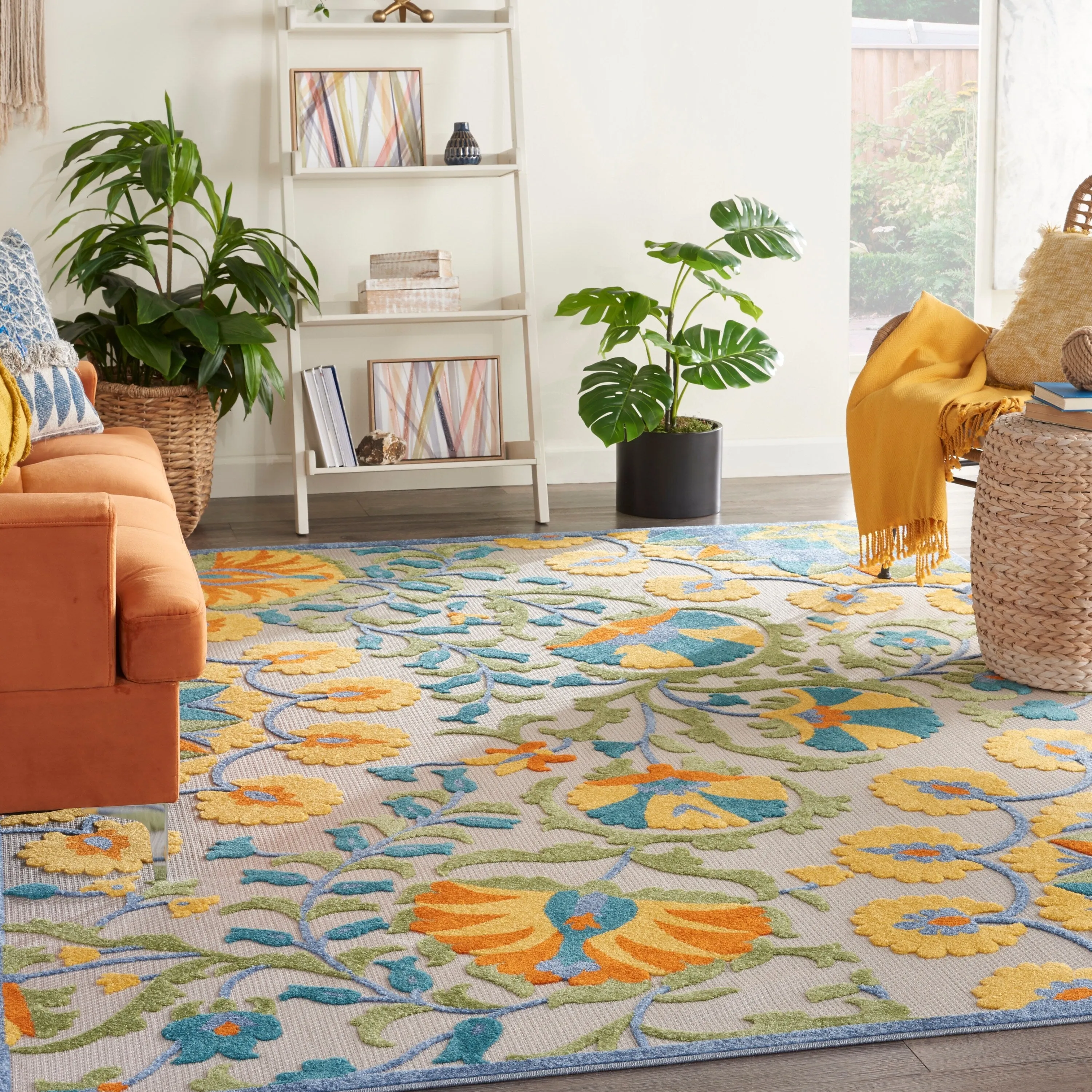 Nourison Aloha Modern Floral Vibrant Multicolored Indoor/Outdoor Area Rug
