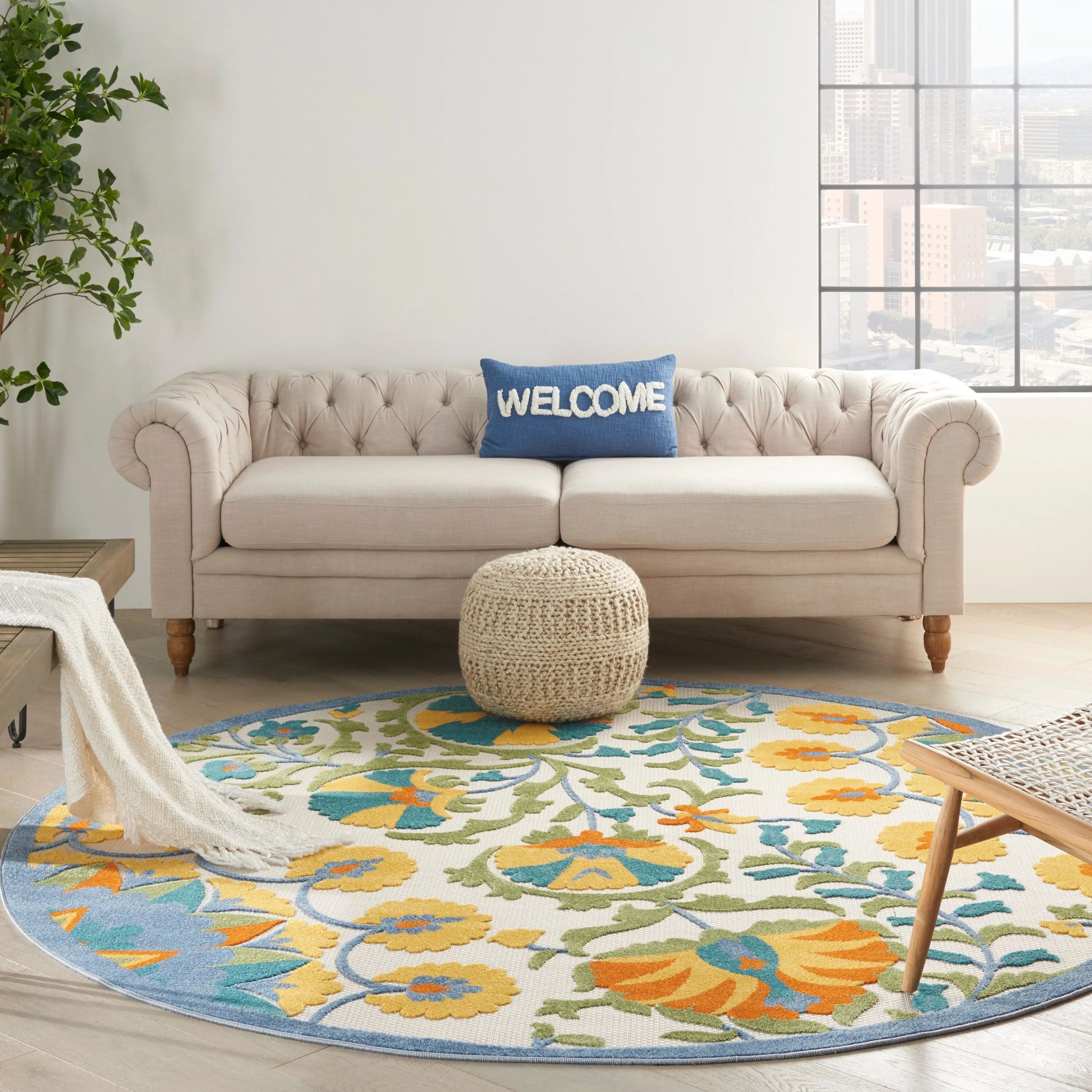 Nourison Aloha Modern Floral Vibrant Multicolored Indoor/Outdoor Area Rug