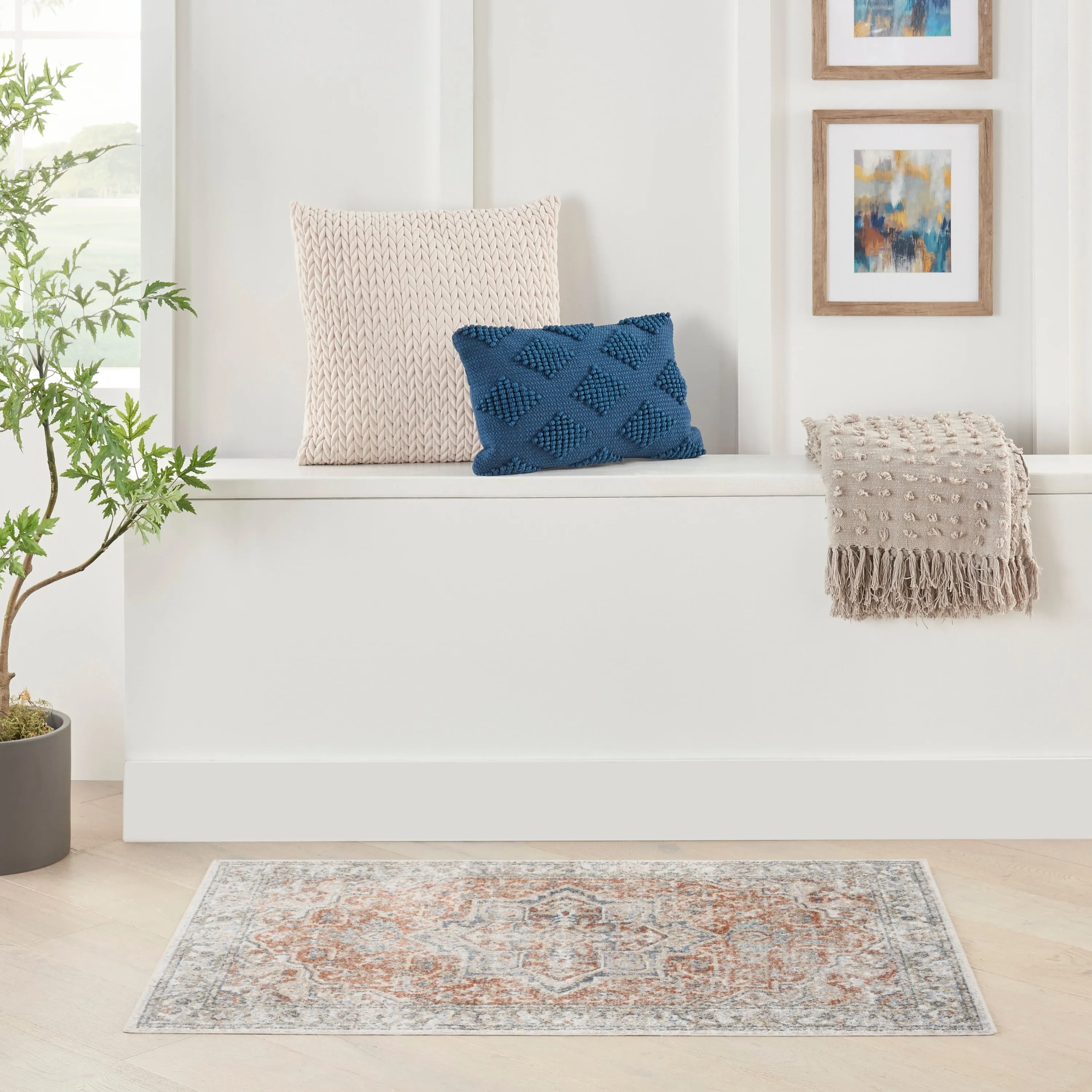 Nourison Astra Machine Washable Distressed Area Rug