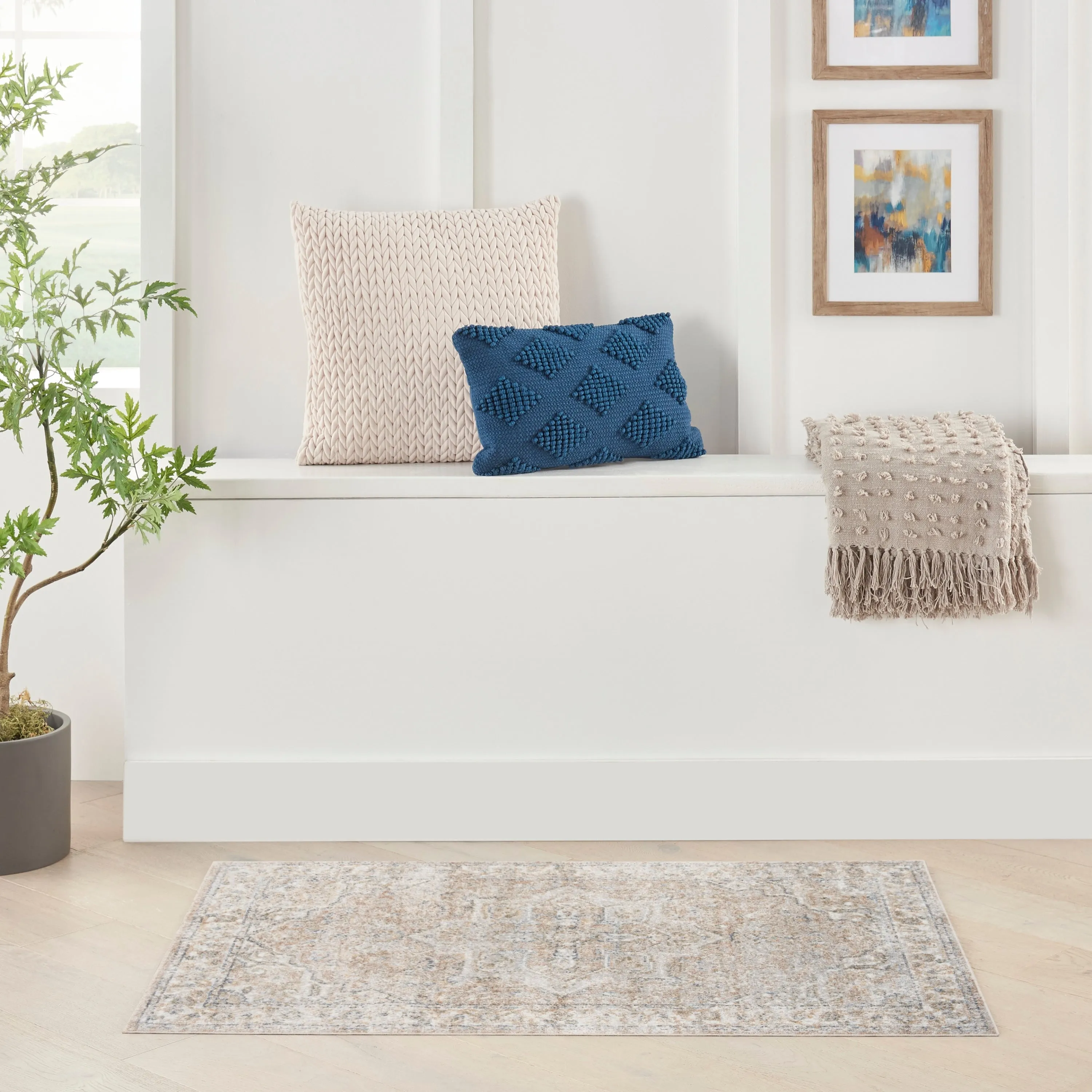Nourison Astra Machine Washable Distressed Area Rug