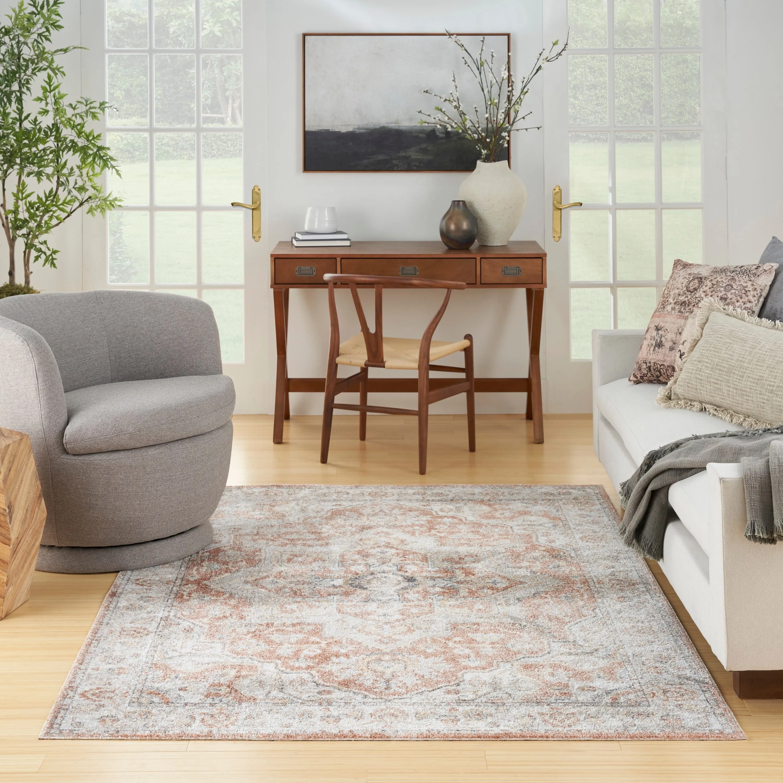 Nourison Astra Machine Washable Distressed Area Rug