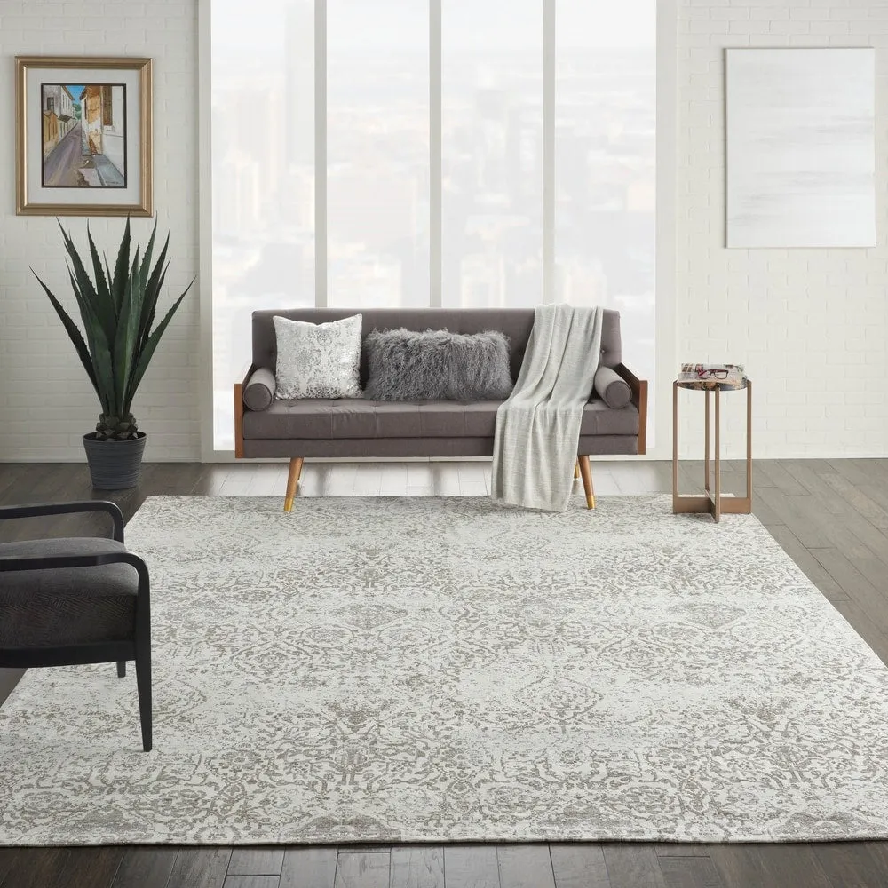 Nourison Damask Distressed Contemporary Area Rug