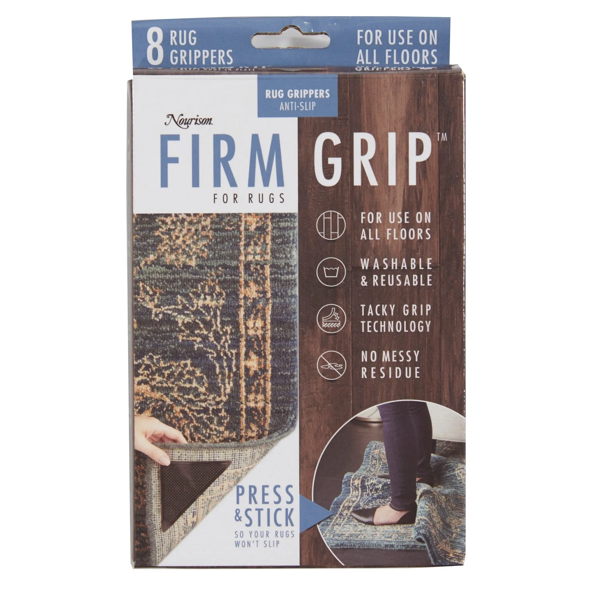 Nourison Firm Grip Anti Slip Rug Gripper - Black - 6 x 3