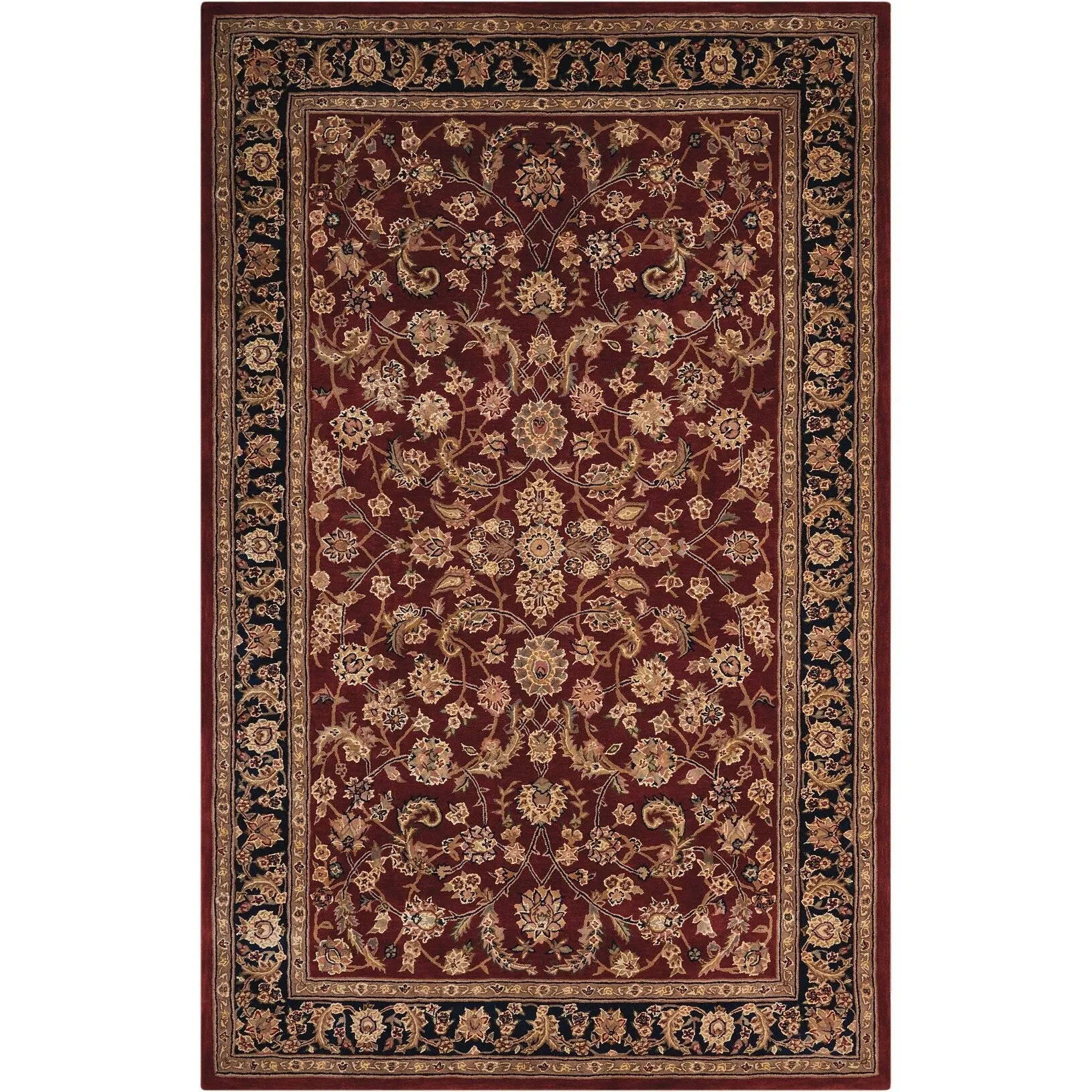 Nourison Hand-tufted Persian Floral Wool and Silk Burgundy Area Rug