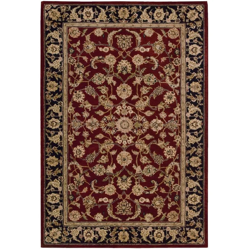 Nourison Hand-tufted Persian Floral Wool and Silk Burgundy Area Rug
