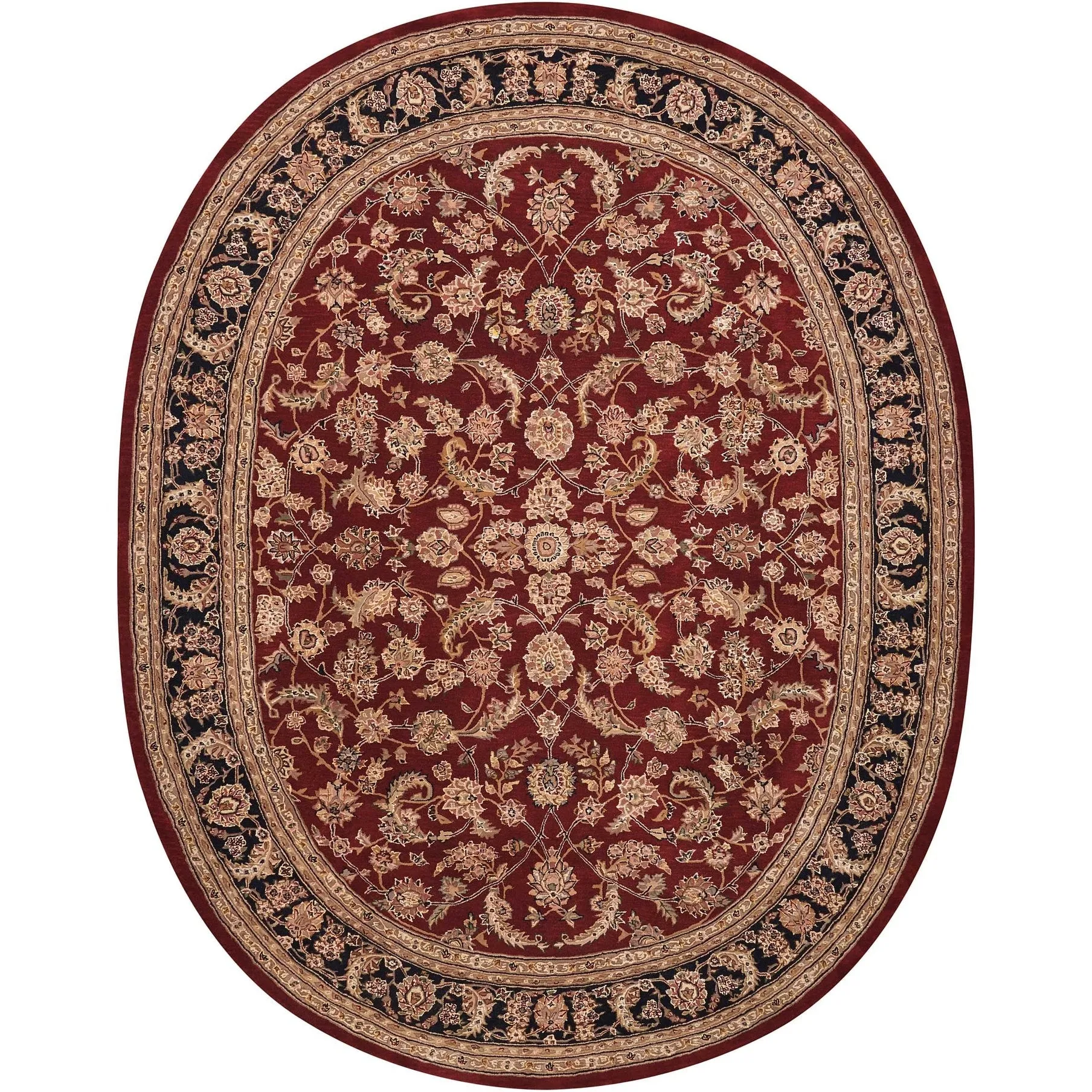 Nourison Hand-tufted Persian Floral Wool and Silk Burgundy Area Rug