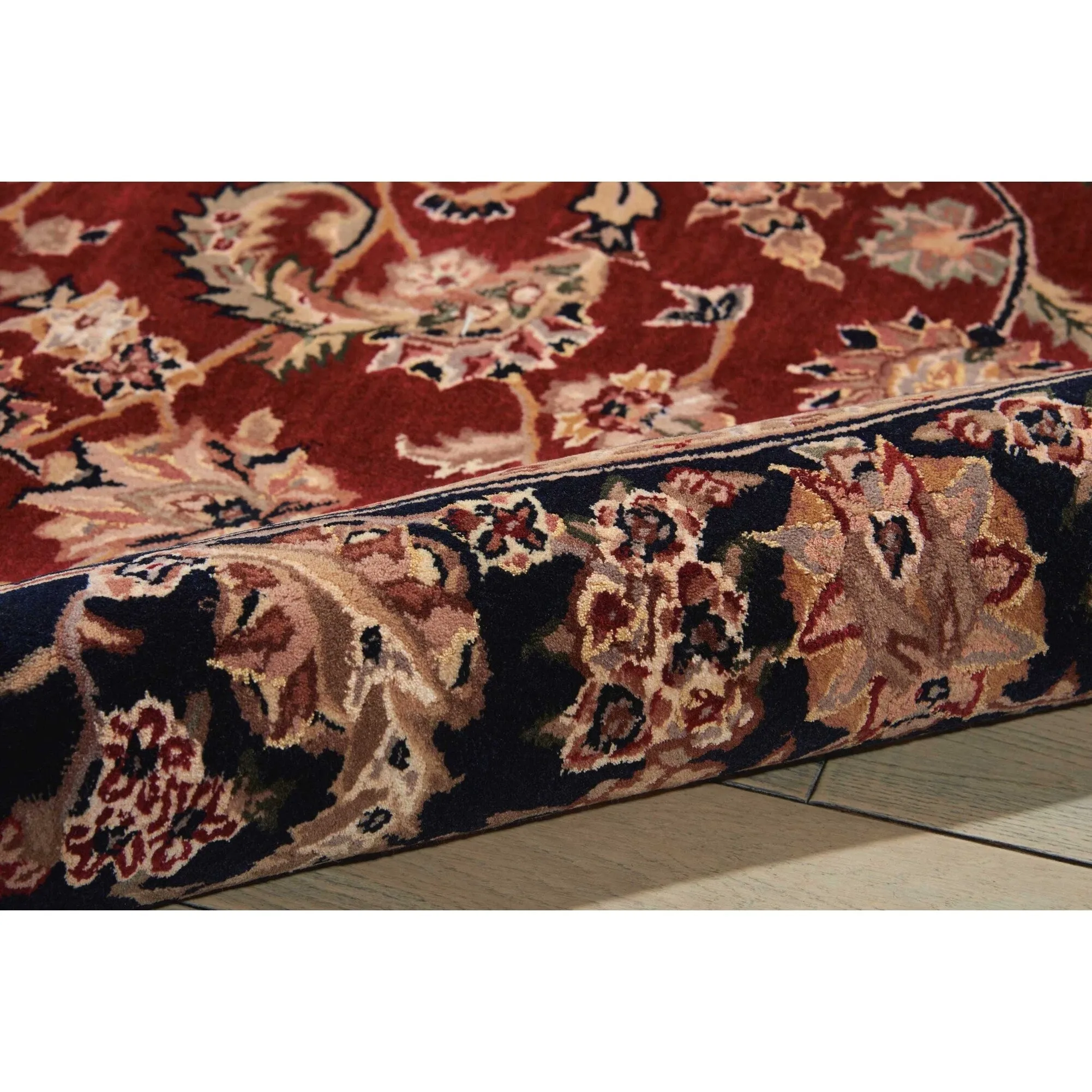 Nourison Hand-tufted Persian Floral Wool and Silk Burgundy Area Rug