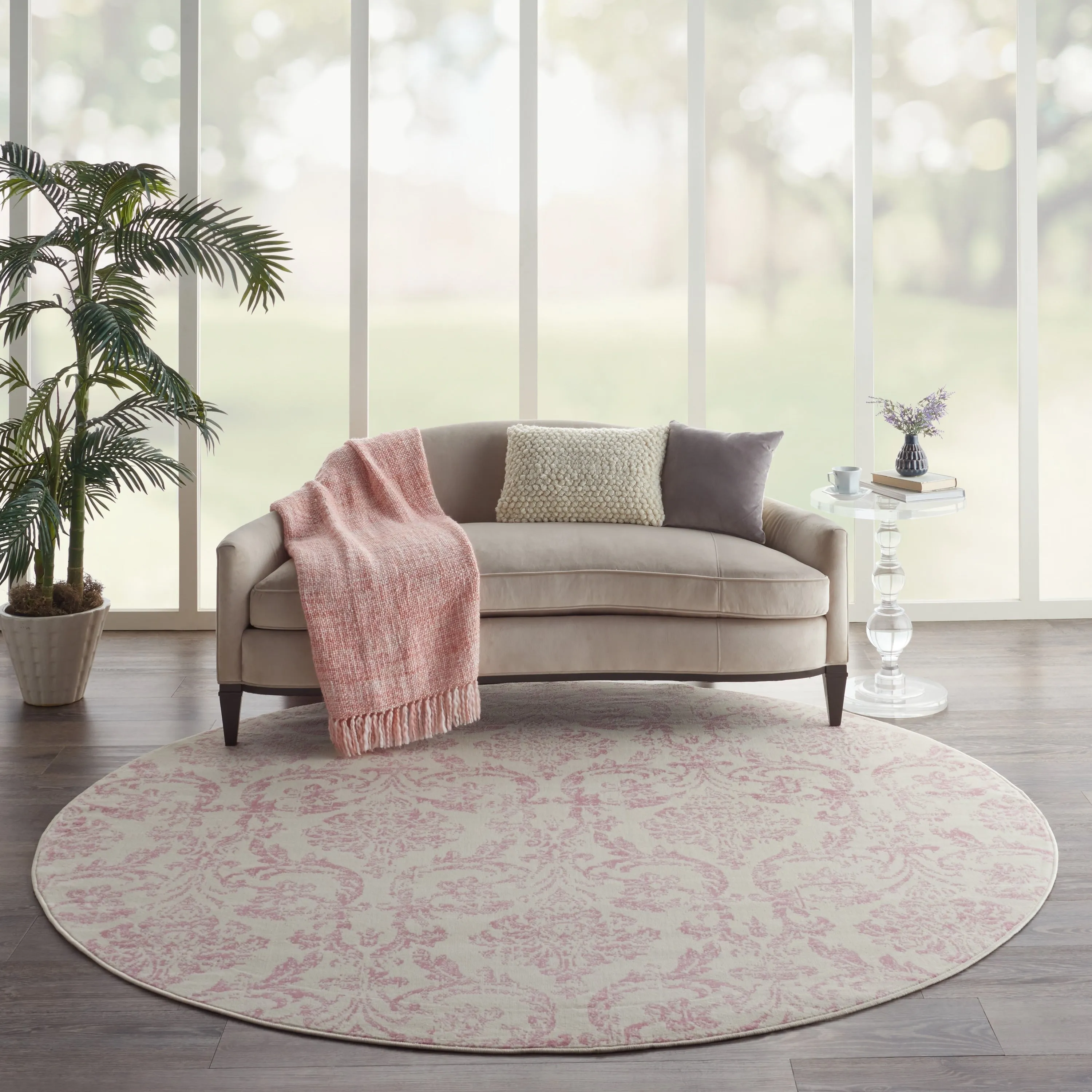 Nourison Jubilant Vintage Farmhouse Damask Area Rug