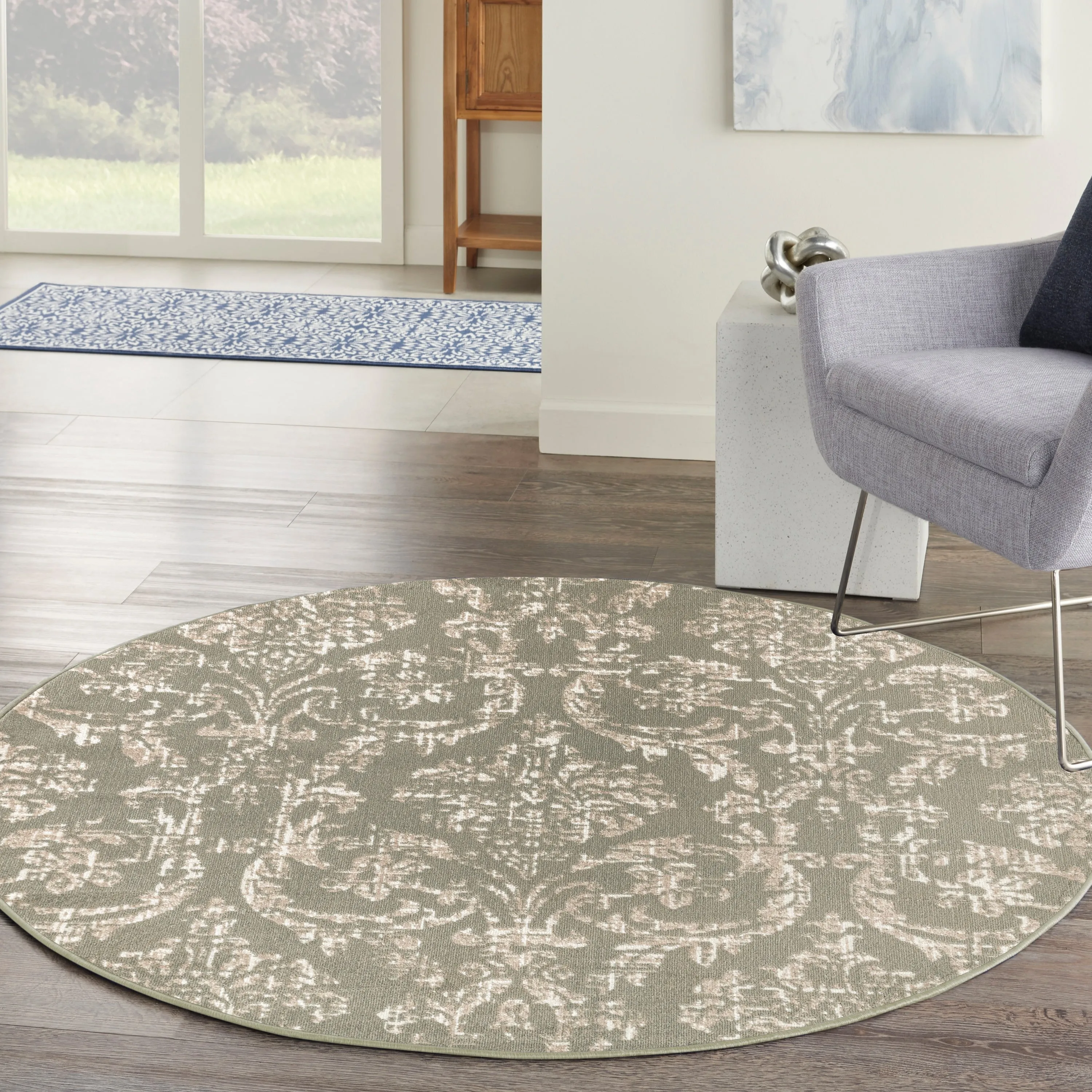 Nourison Jubilant Vintage Farmhouse Damask Area Rug