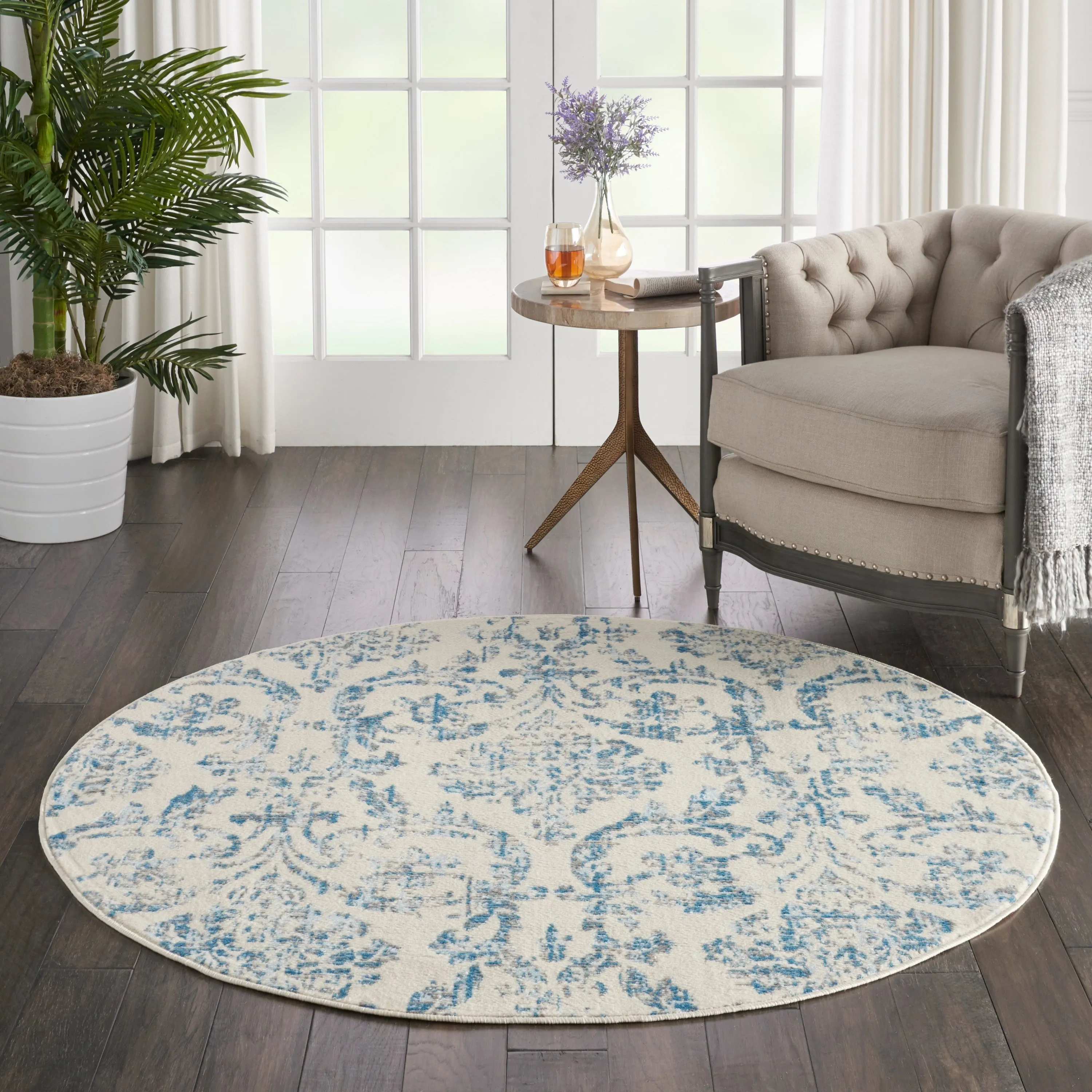 Nourison Jubilant Vintage Farmhouse Damask Area Rug
