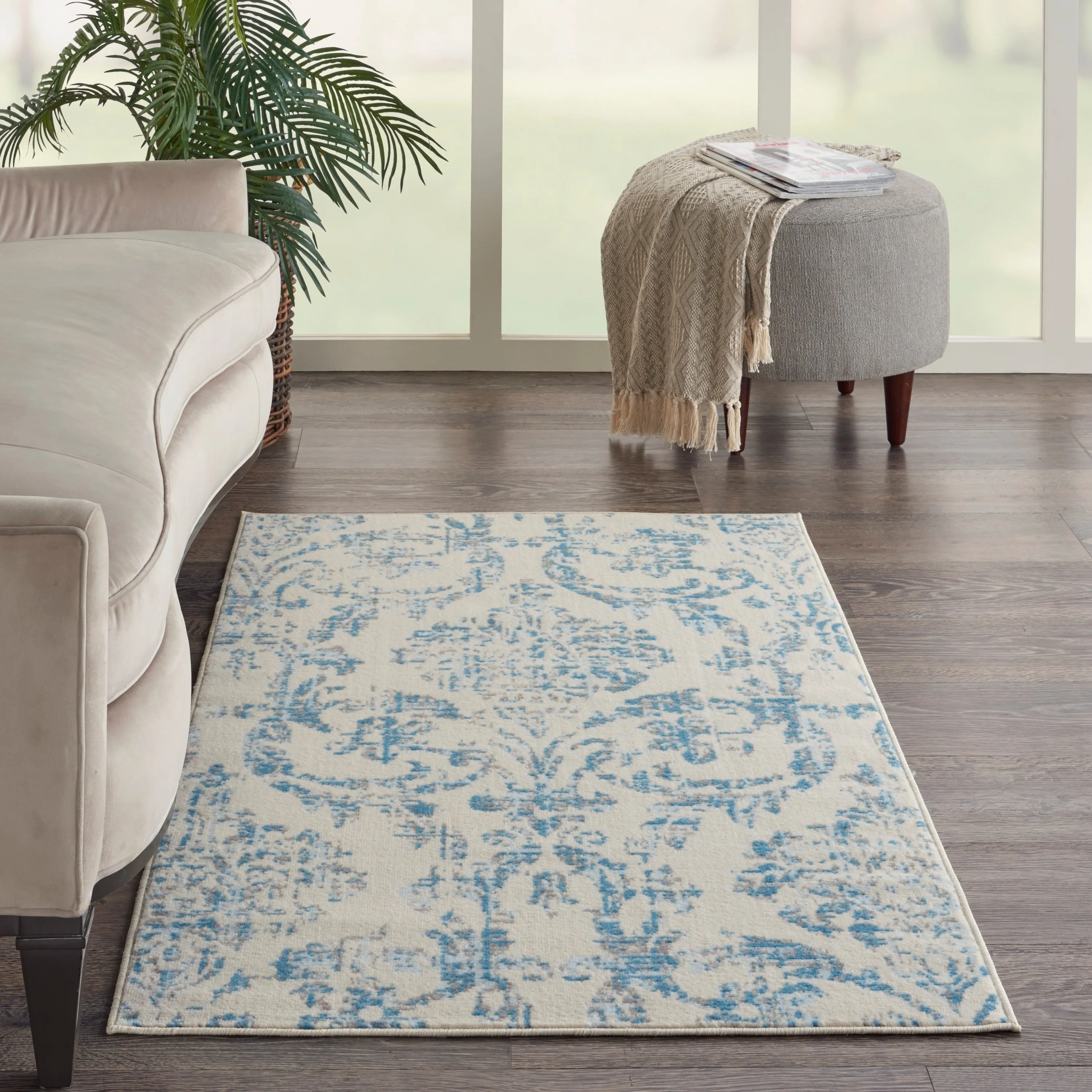 Nourison Jubilant Vintage Farmhouse Damask Area Rug
