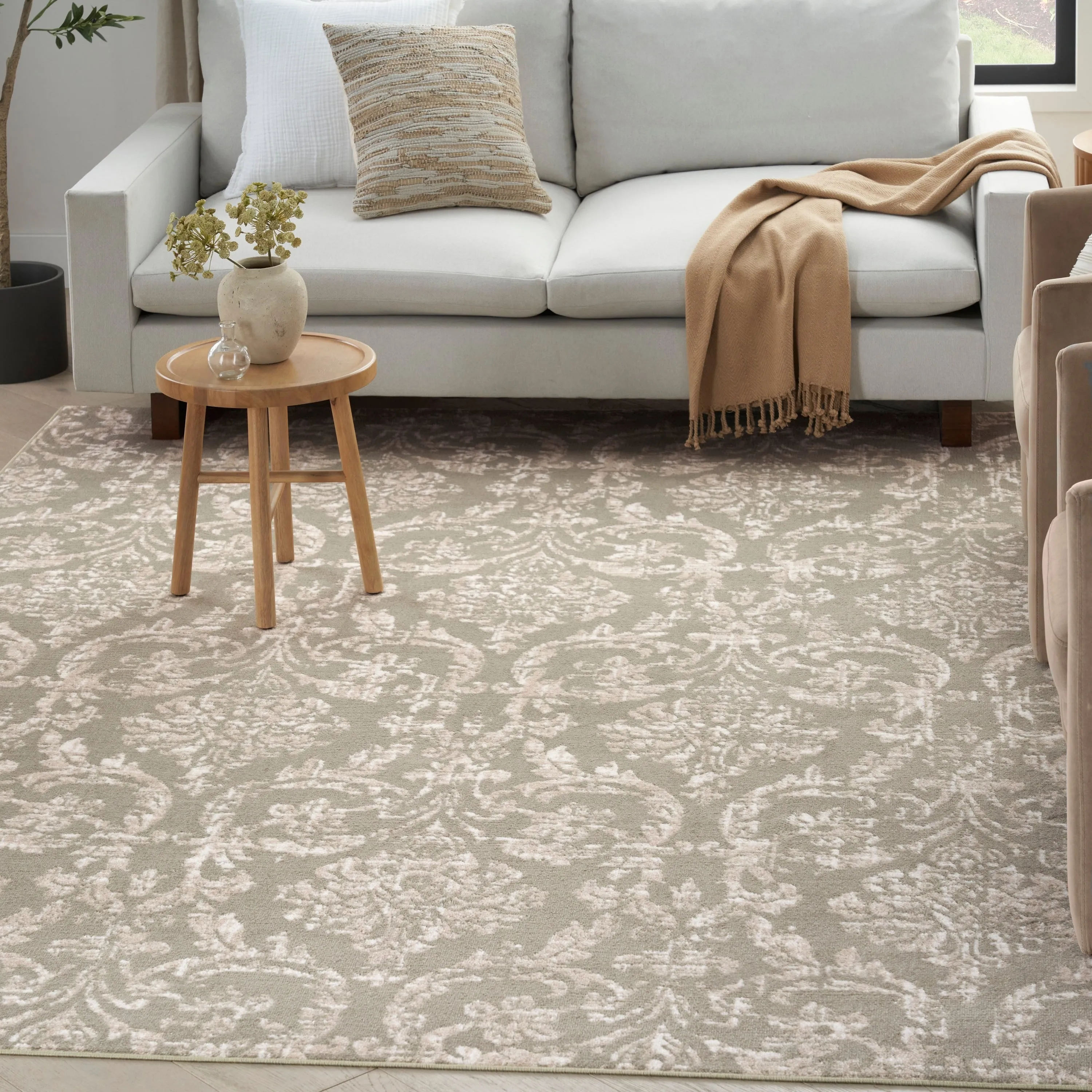 Nourison Jubilant Vintage Farmhouse Damask Area Rug