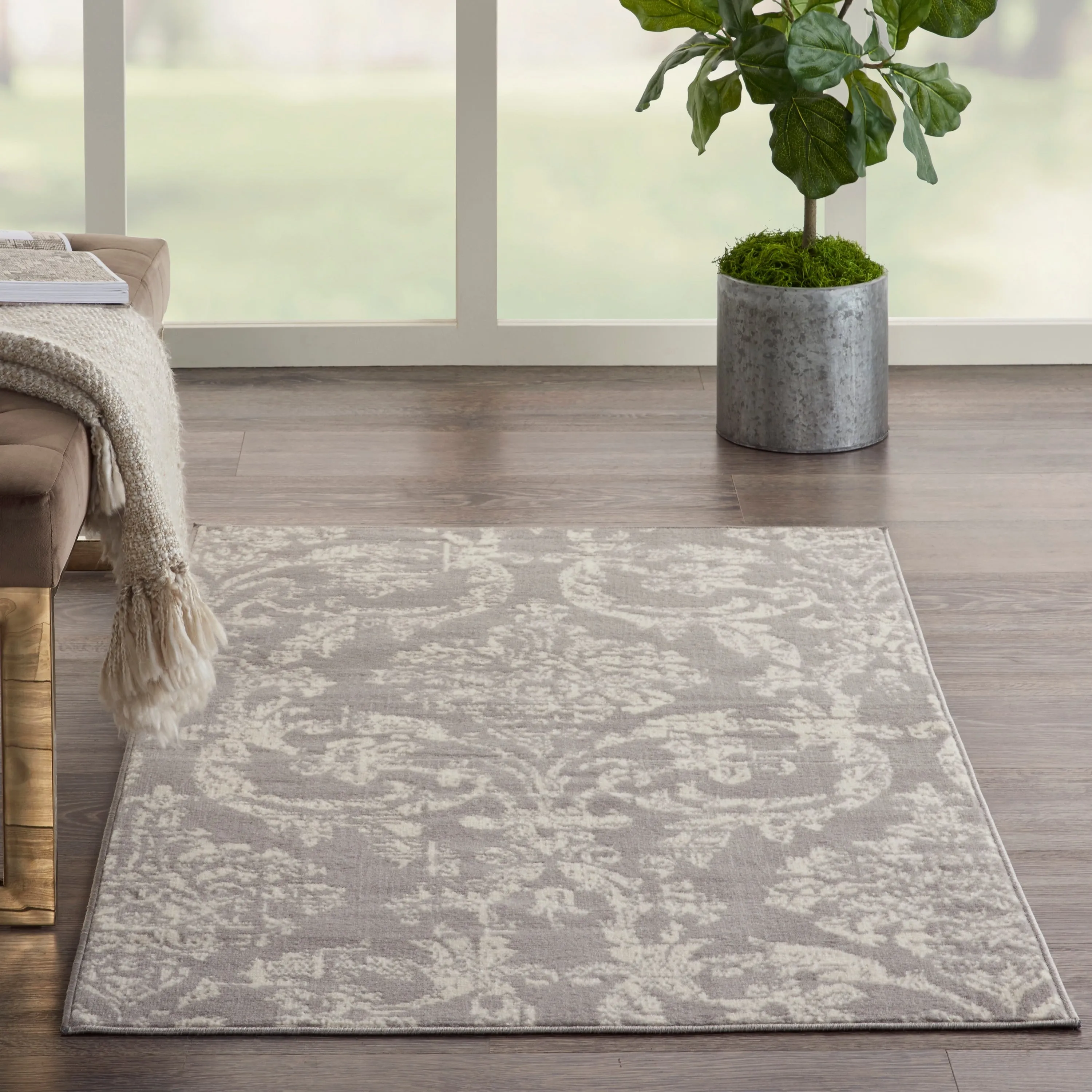 Nourison Jubilant Vintage Farmhouse Damask Area Rug
