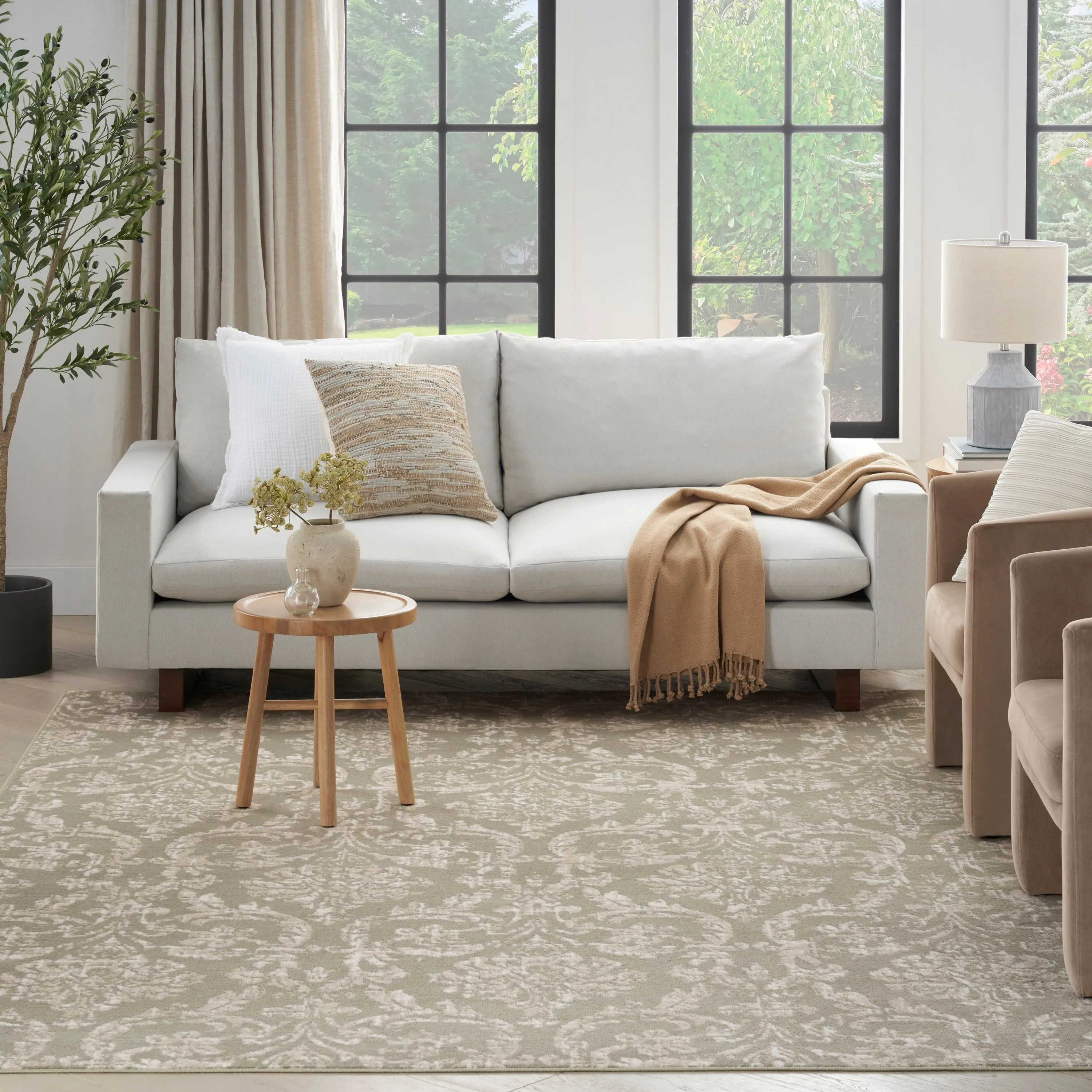 Nourison Jubilant Vintage Farmhouse Damask Area Rug