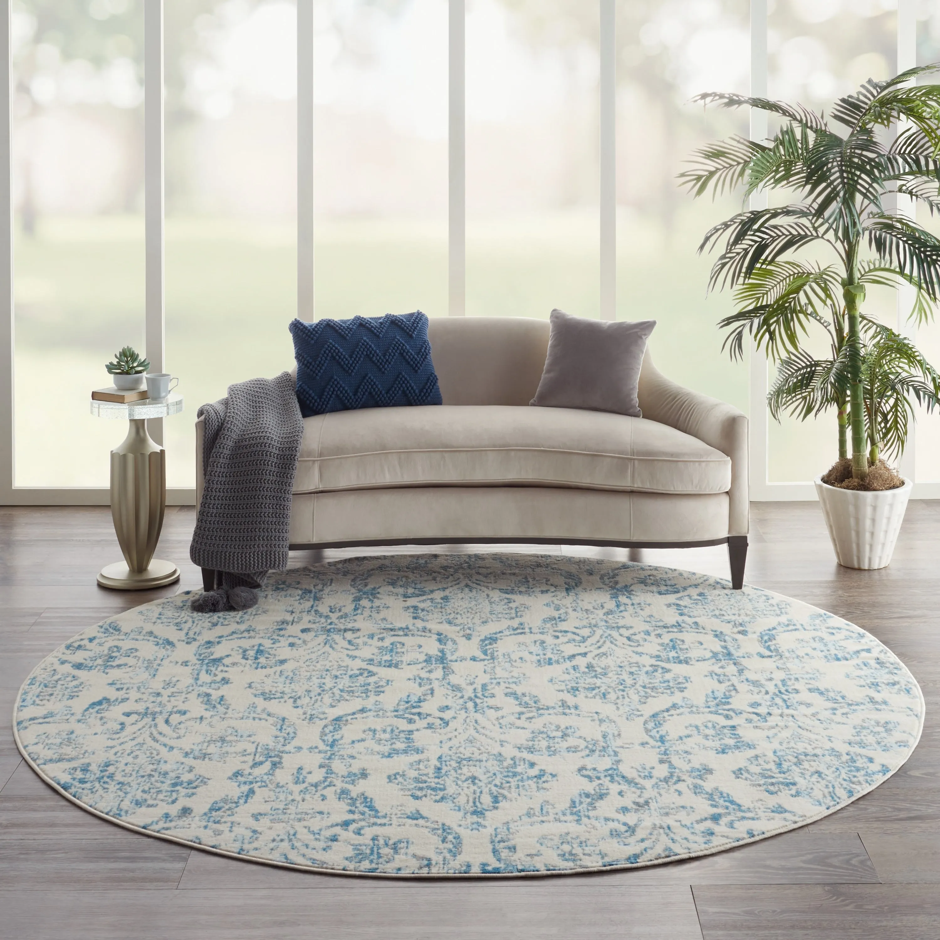 Nourison Jubilant Vintage Farmhouse Damask Area Rug