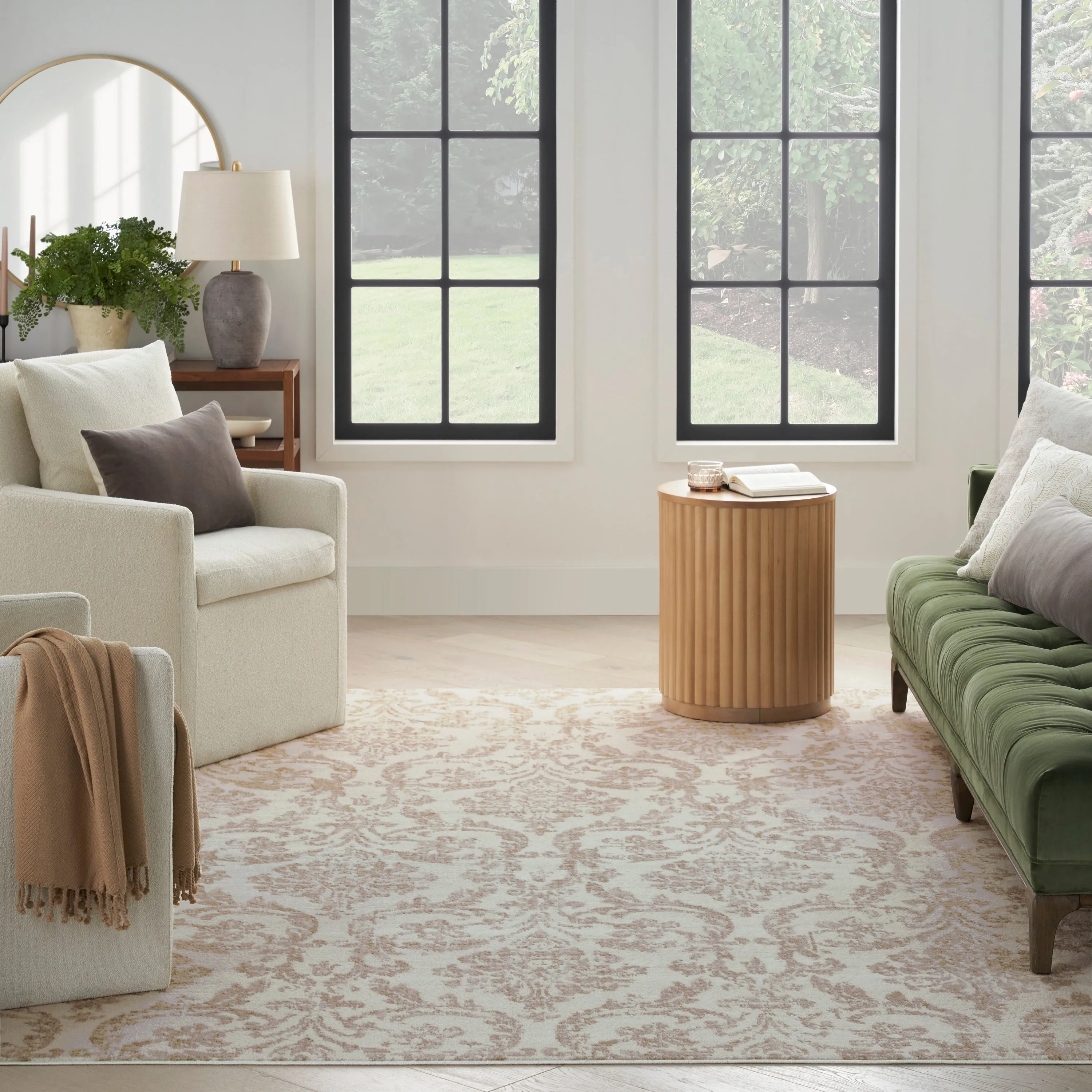 Nourison Jubilant Vintage Farmhouse Damask Area Rug