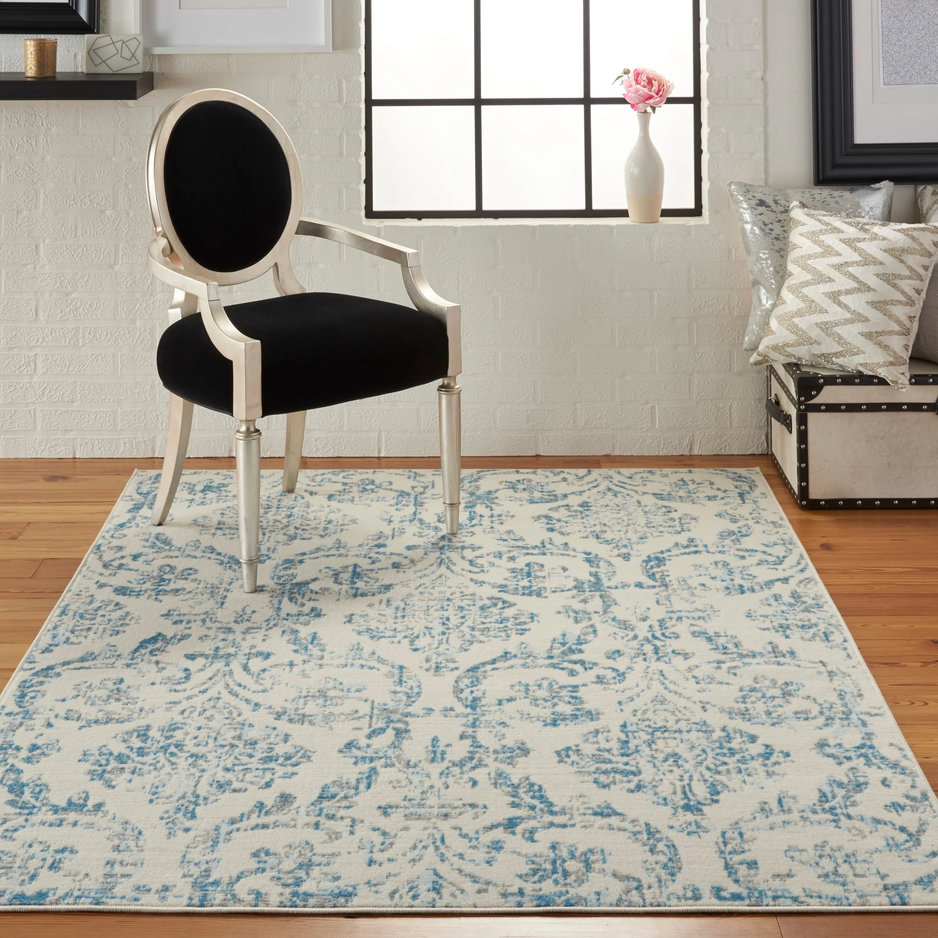 Nourison Jubilant Vintage Farmhouse Damask Area Rug