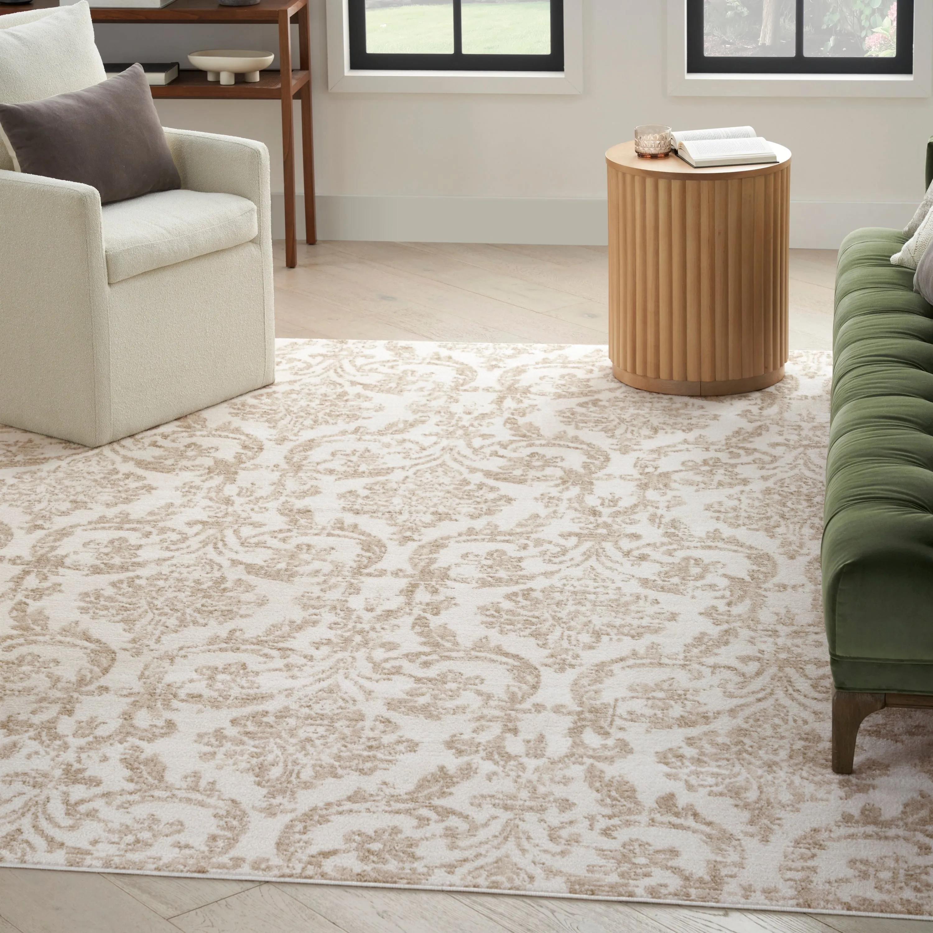 Nourison Jubilant Vintage Farmhouse Damask Area Rug