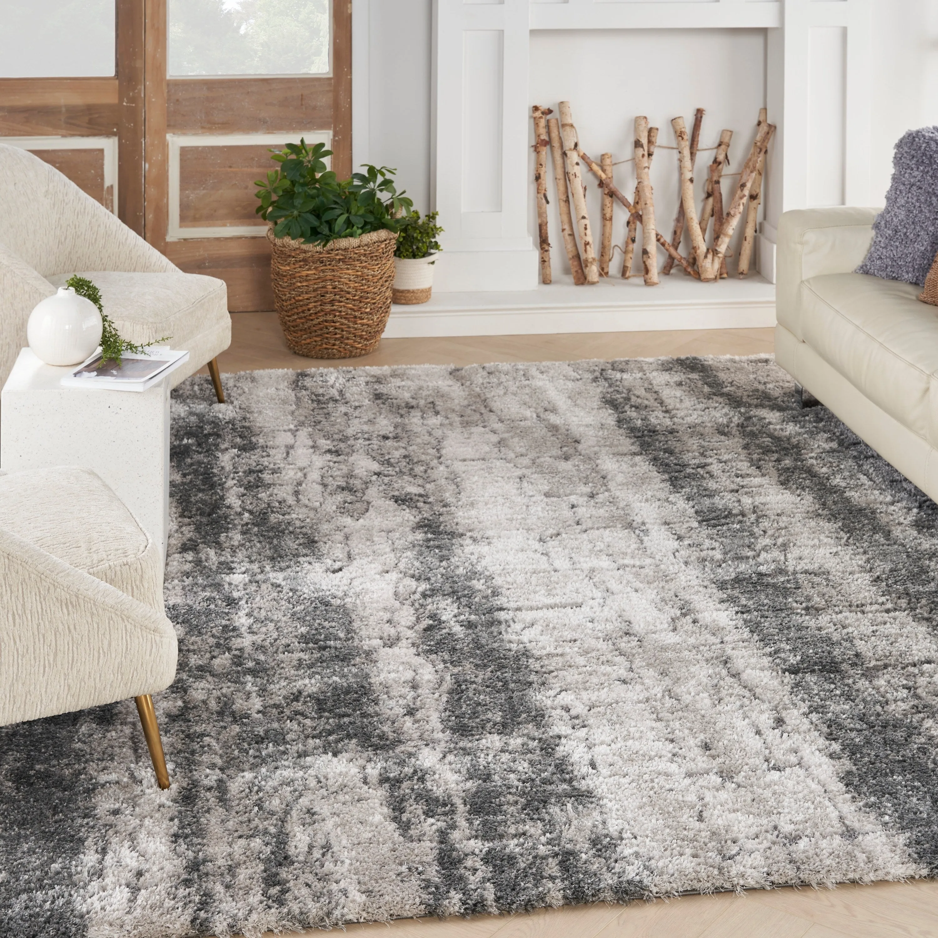 Nourison Luxurious Shag High Pile Contemporary Abstract Area Rug