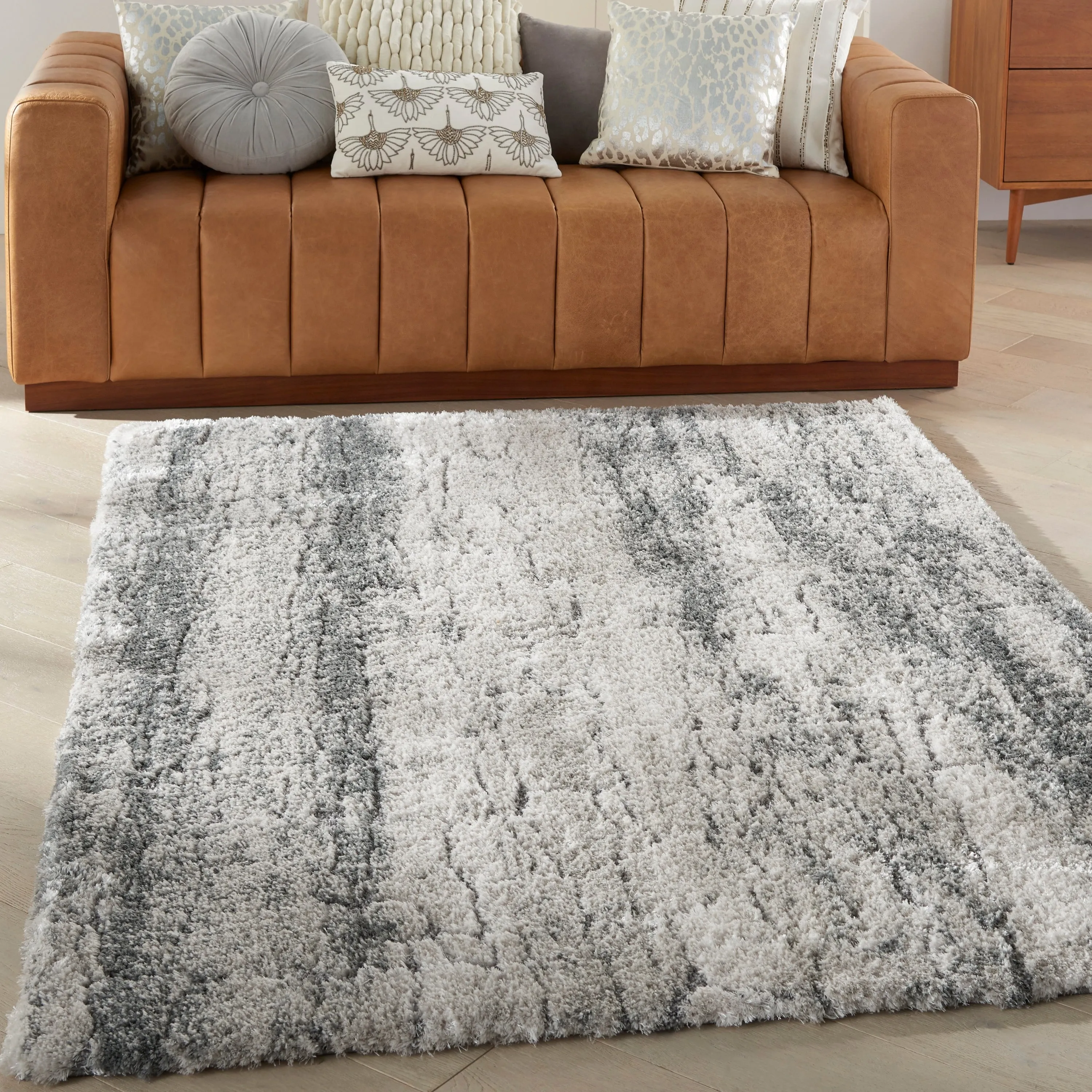 Nourison Luxurious Shag High Pile Contemporary Abstract Area Rug