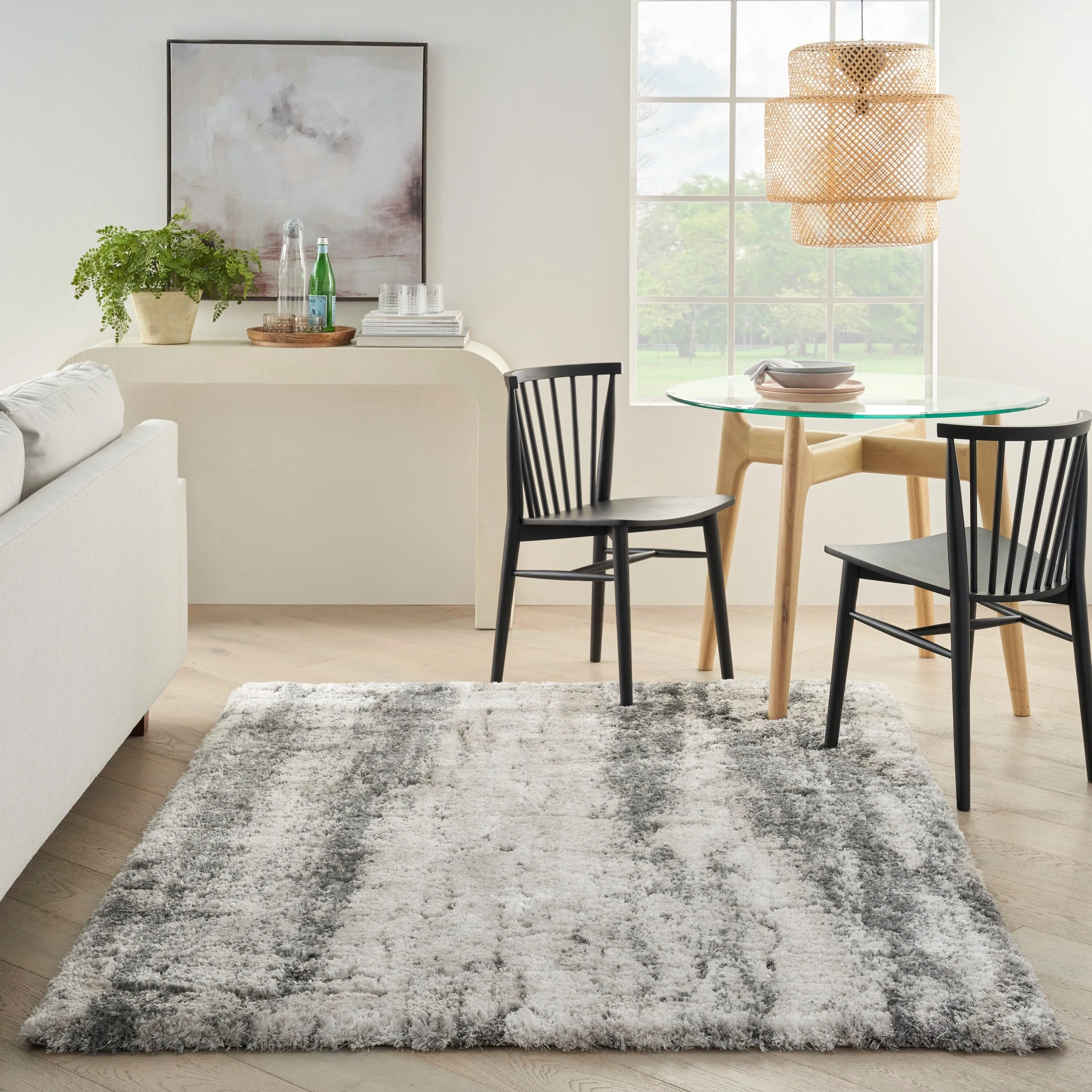 Nourison Luxurious Shag High Pile Contemporary Abstract Area Rug