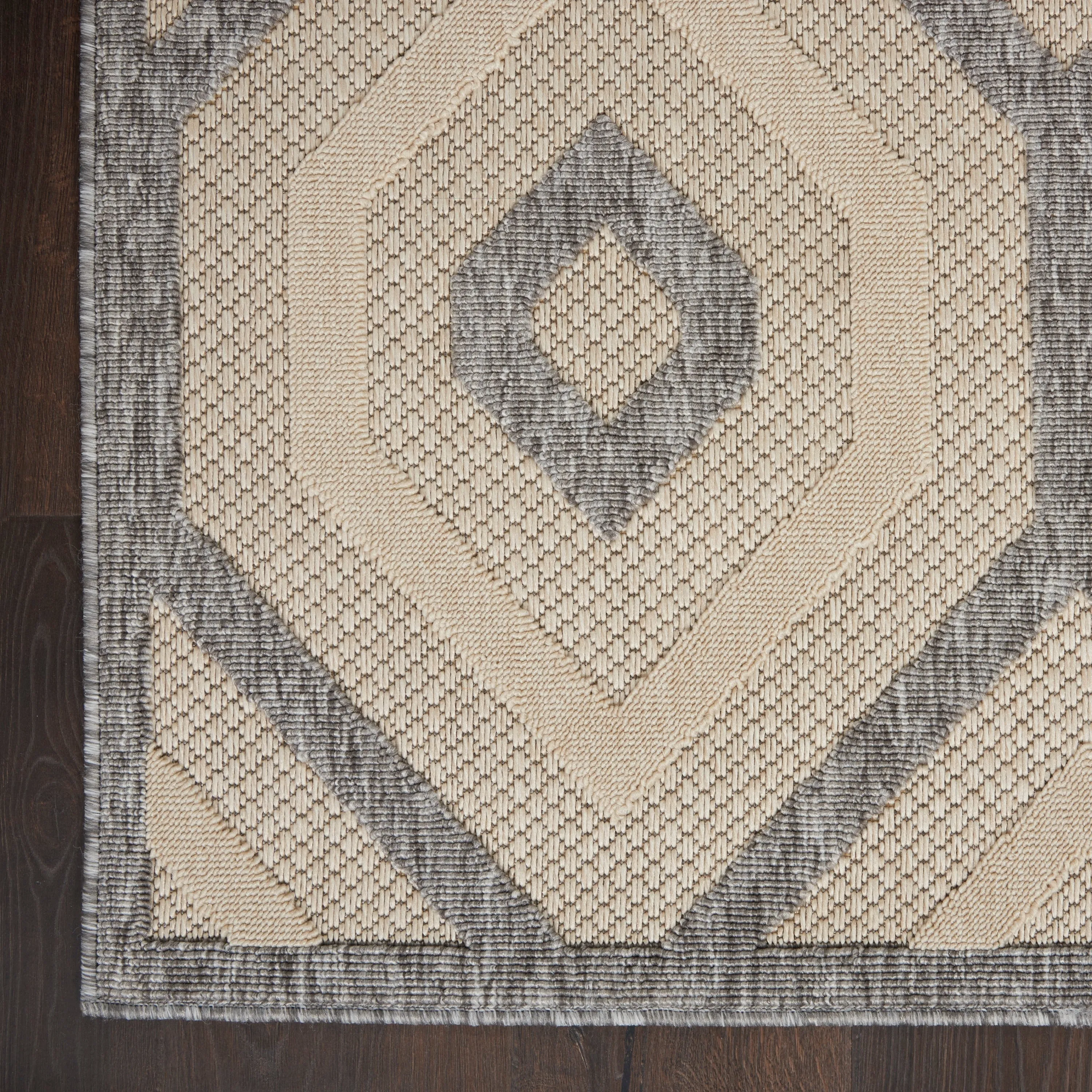 Nourison Palamos Modern Textured Geometric Indoor Outdoor Area Rug