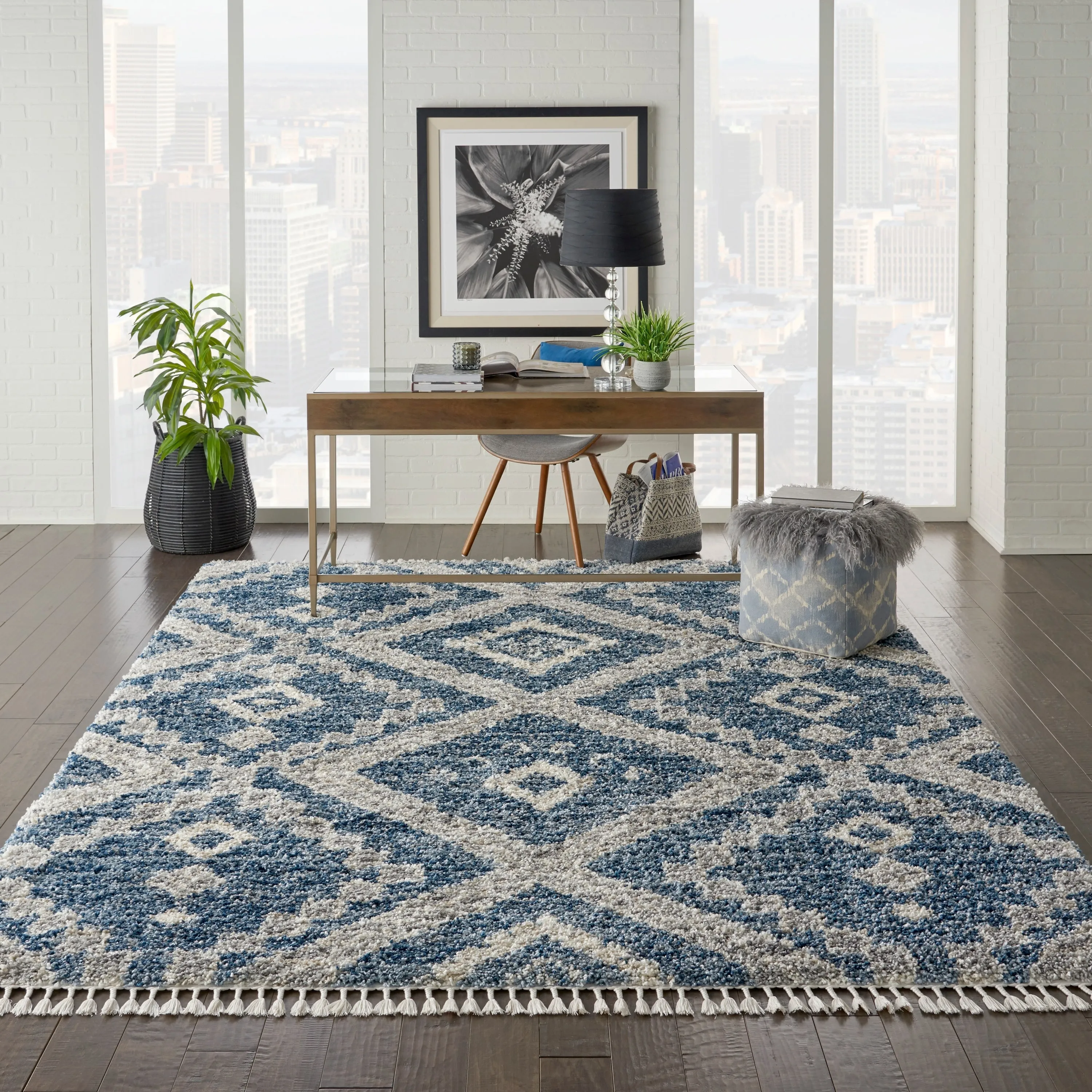 Nourison Scandinavian Shag Contemporary Tribal Area Rug