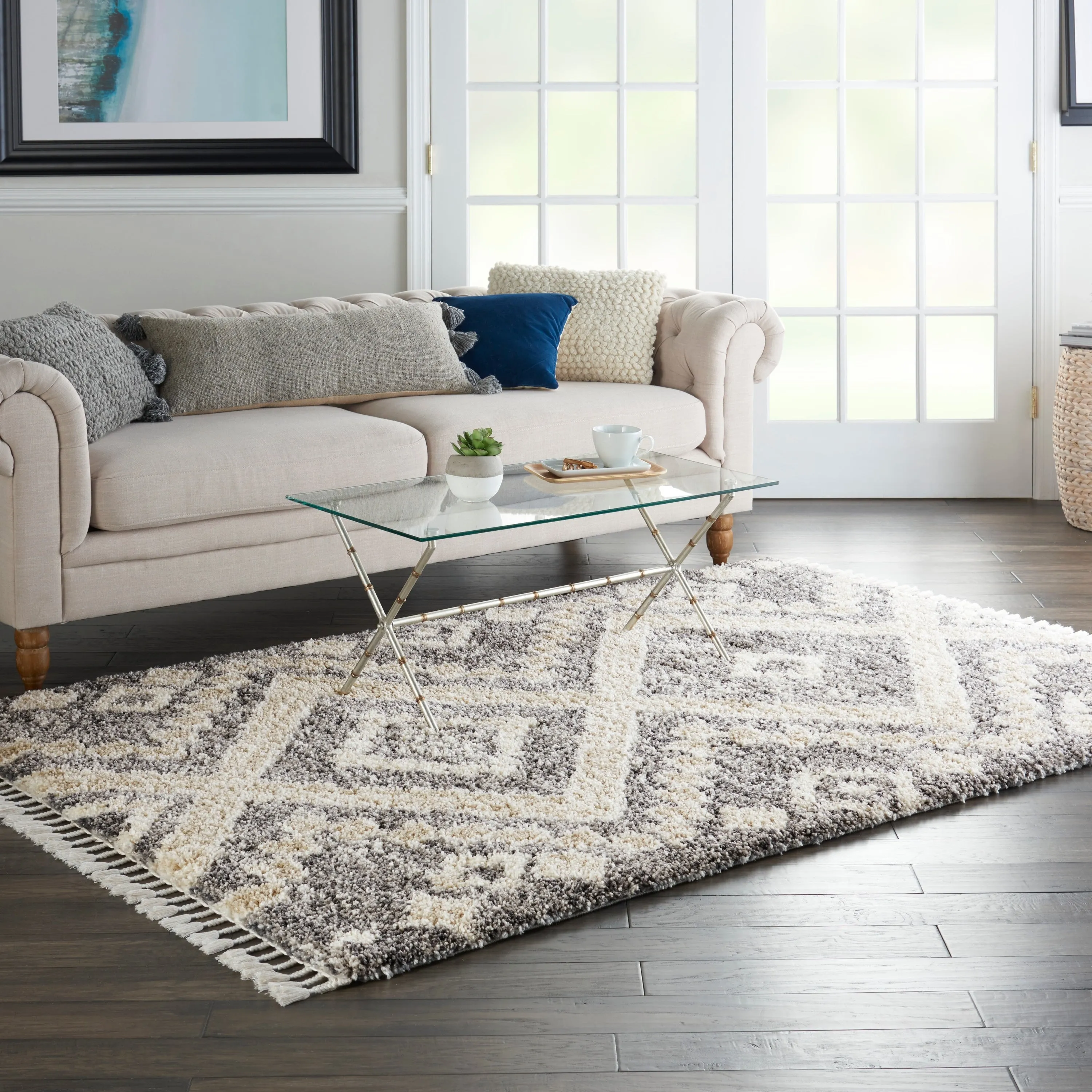 Nourison Scandinavian Shag Contemporary Tribal Area Rug