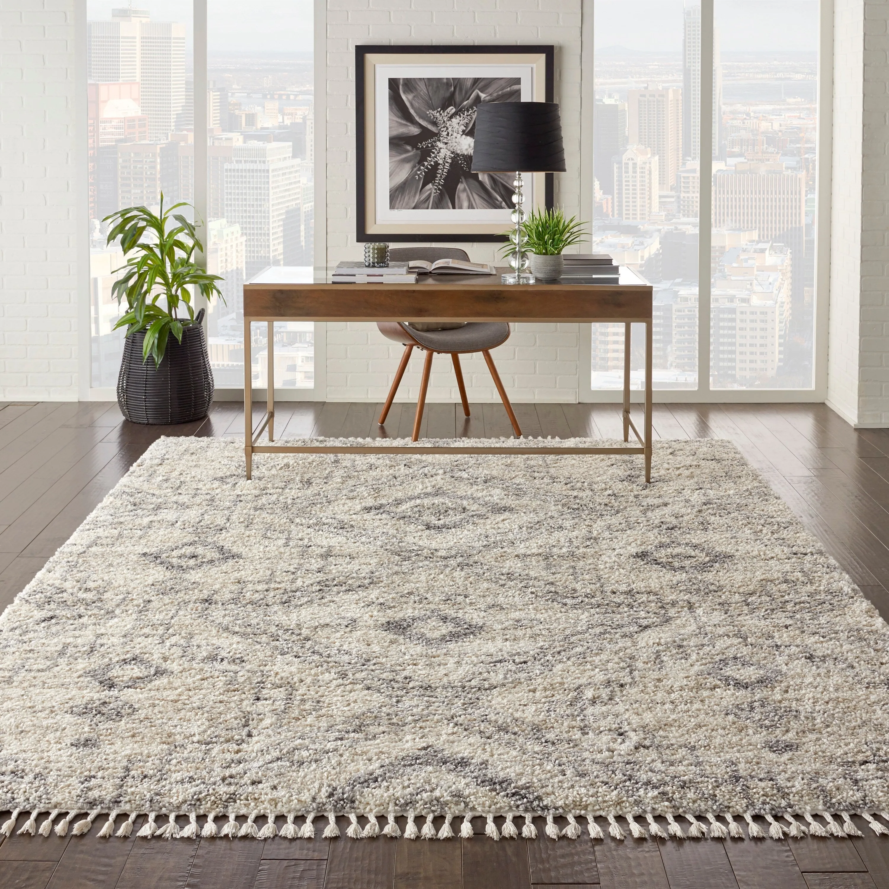 Nourison Scandinavian Shag Contemporary Tribal Area Rug