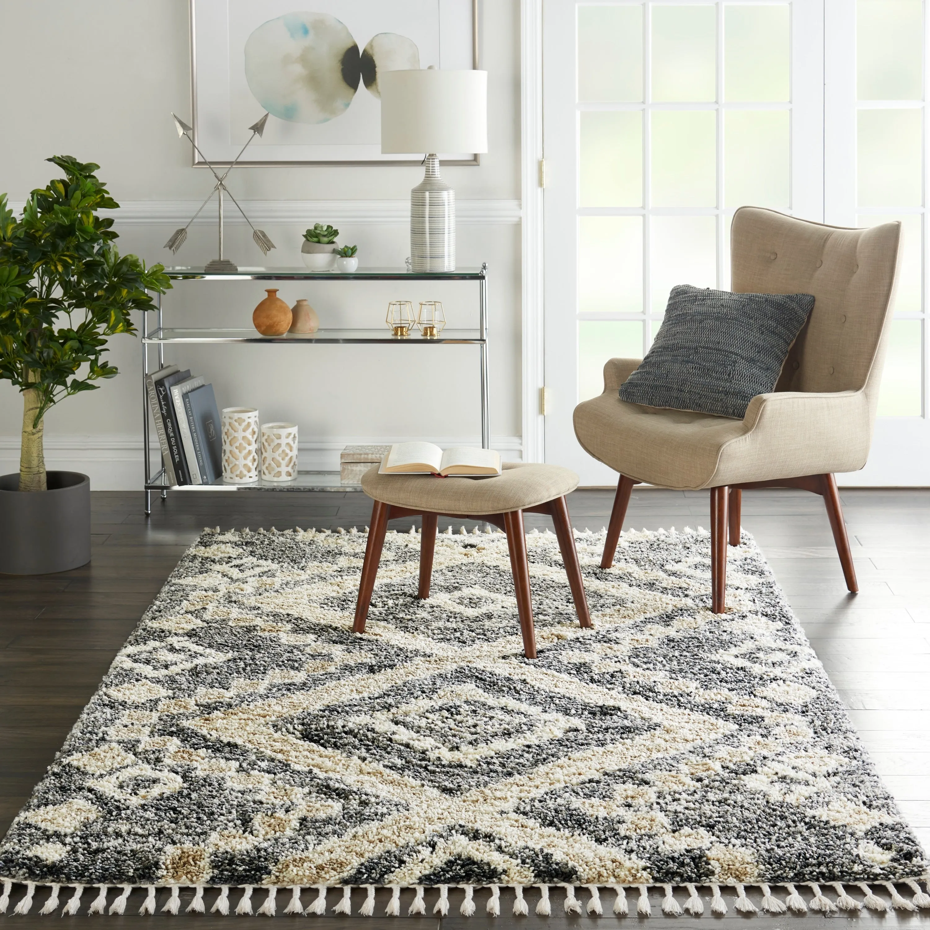 Nourison Scandinavian Shag Contemporary Tribal Area Rug