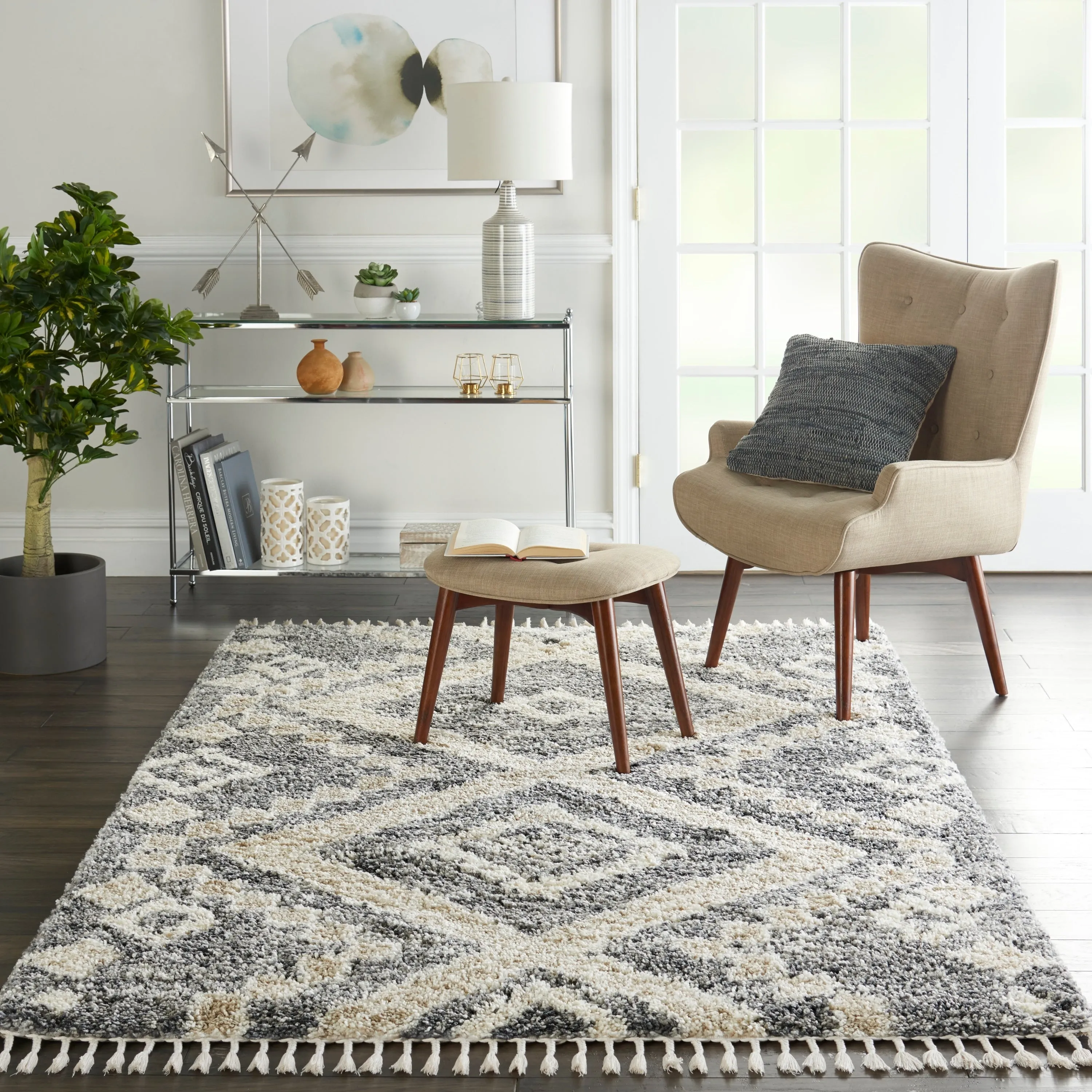 Nourison Scandinavian Shag Contemporary Tribal Area Rug